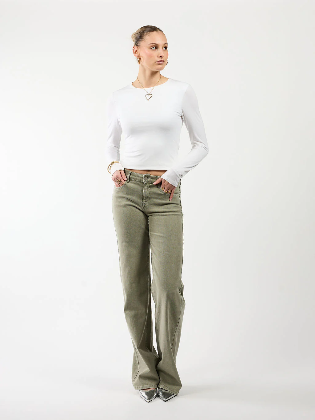 Levi | Low Waist Wide Leg Jeans | Groen | Stretch | Tall - Image 3