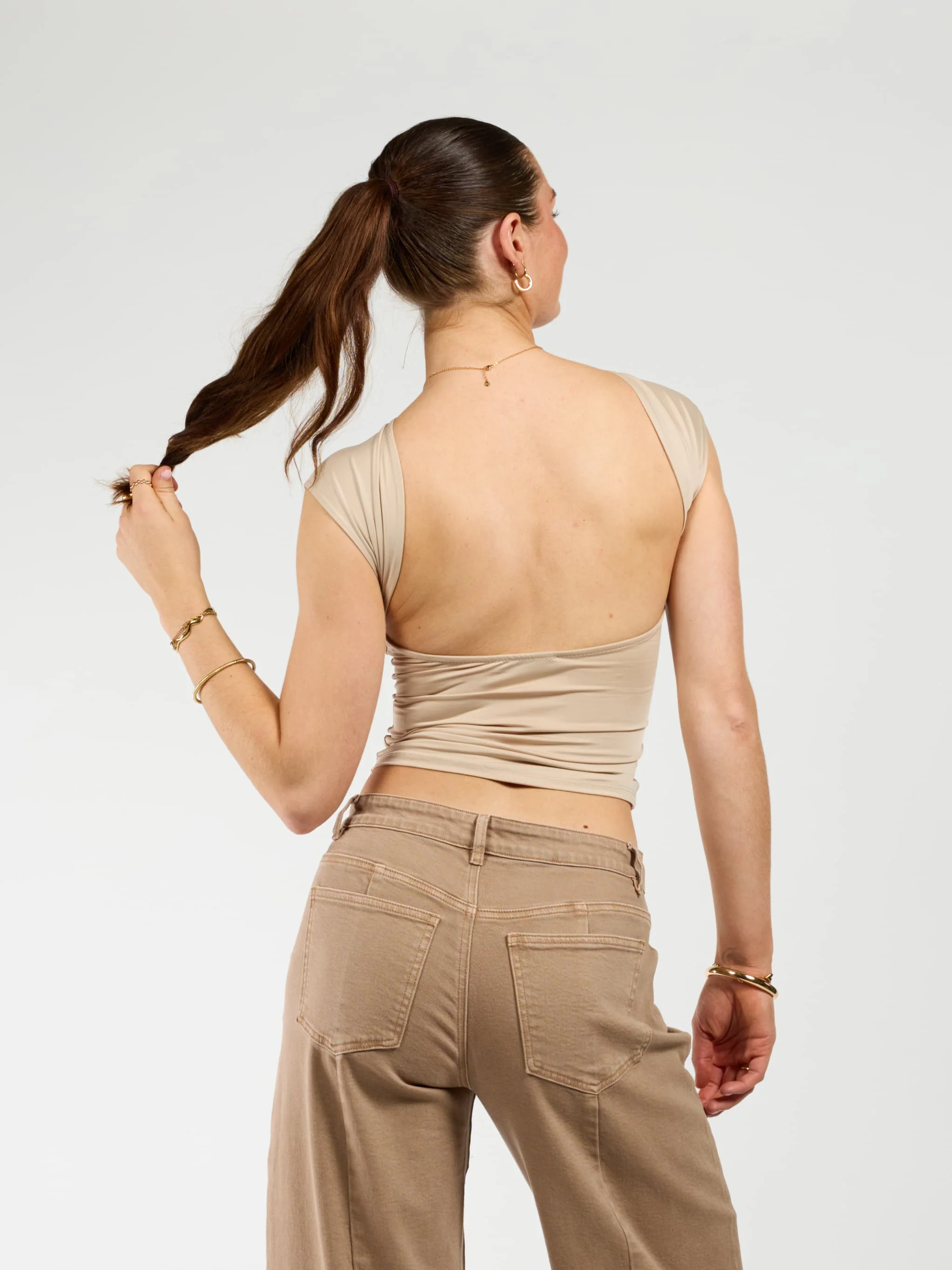 Lucie top open rug | Short sleeve | Beige | Tall - Image 5