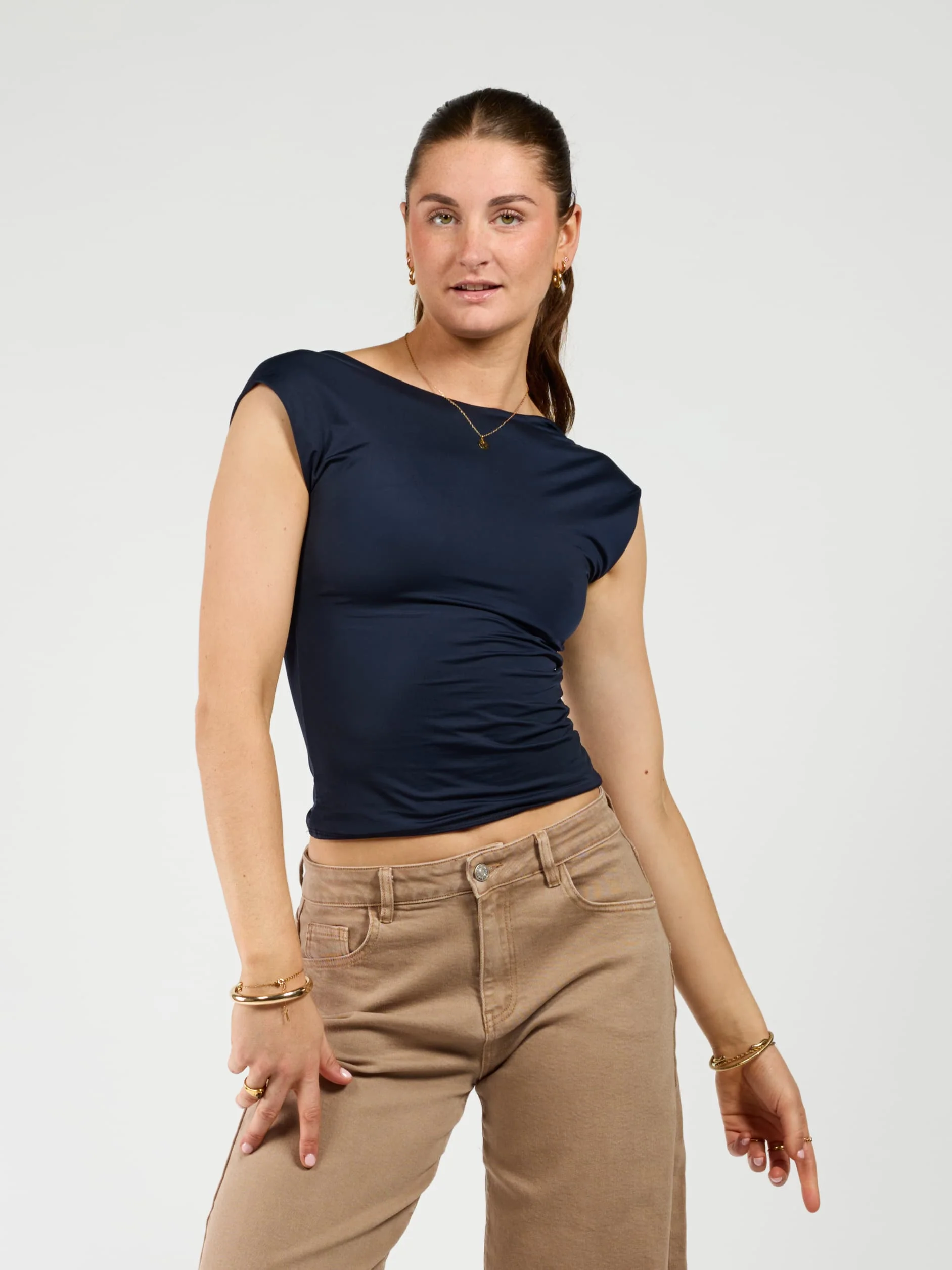 Lucie top open rug | Short sleeve | Navy | Tall - Image 4