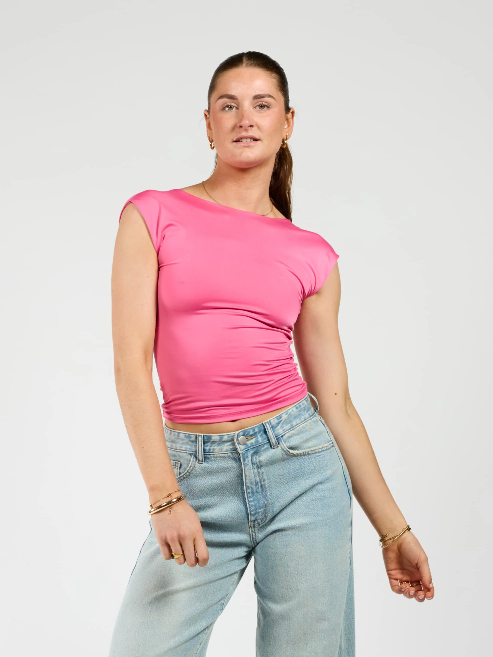 Lucie top open rug | Short sleeve | Roze | Tall - Image 3