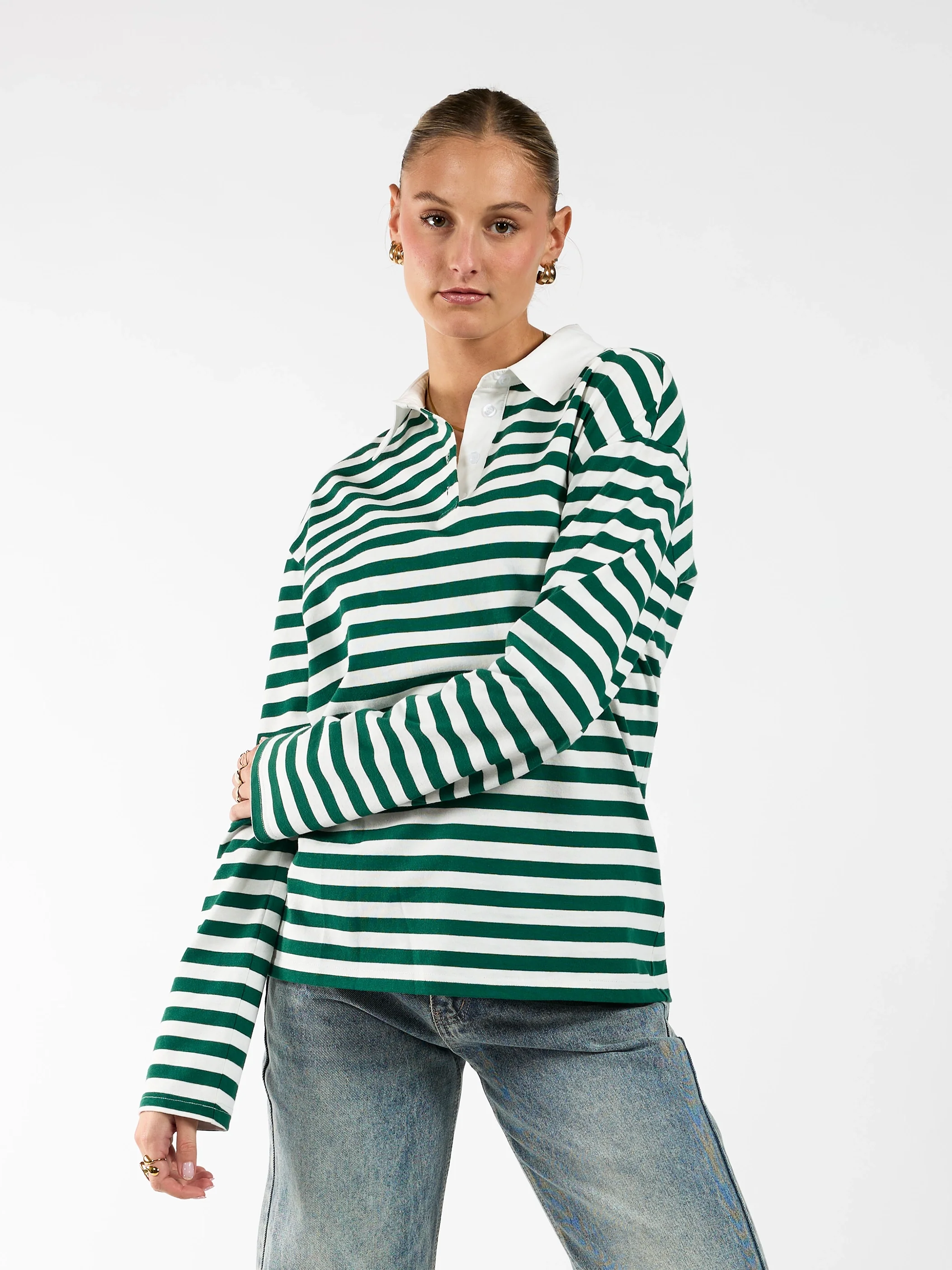 Lucy Polo | Gestreept groen wit | Tall
