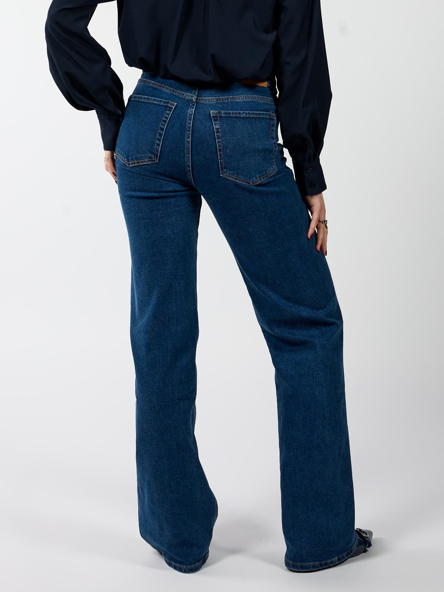 Maddy Wide Leg Jeans | Dark blue | Stretch | Tall - Image 3