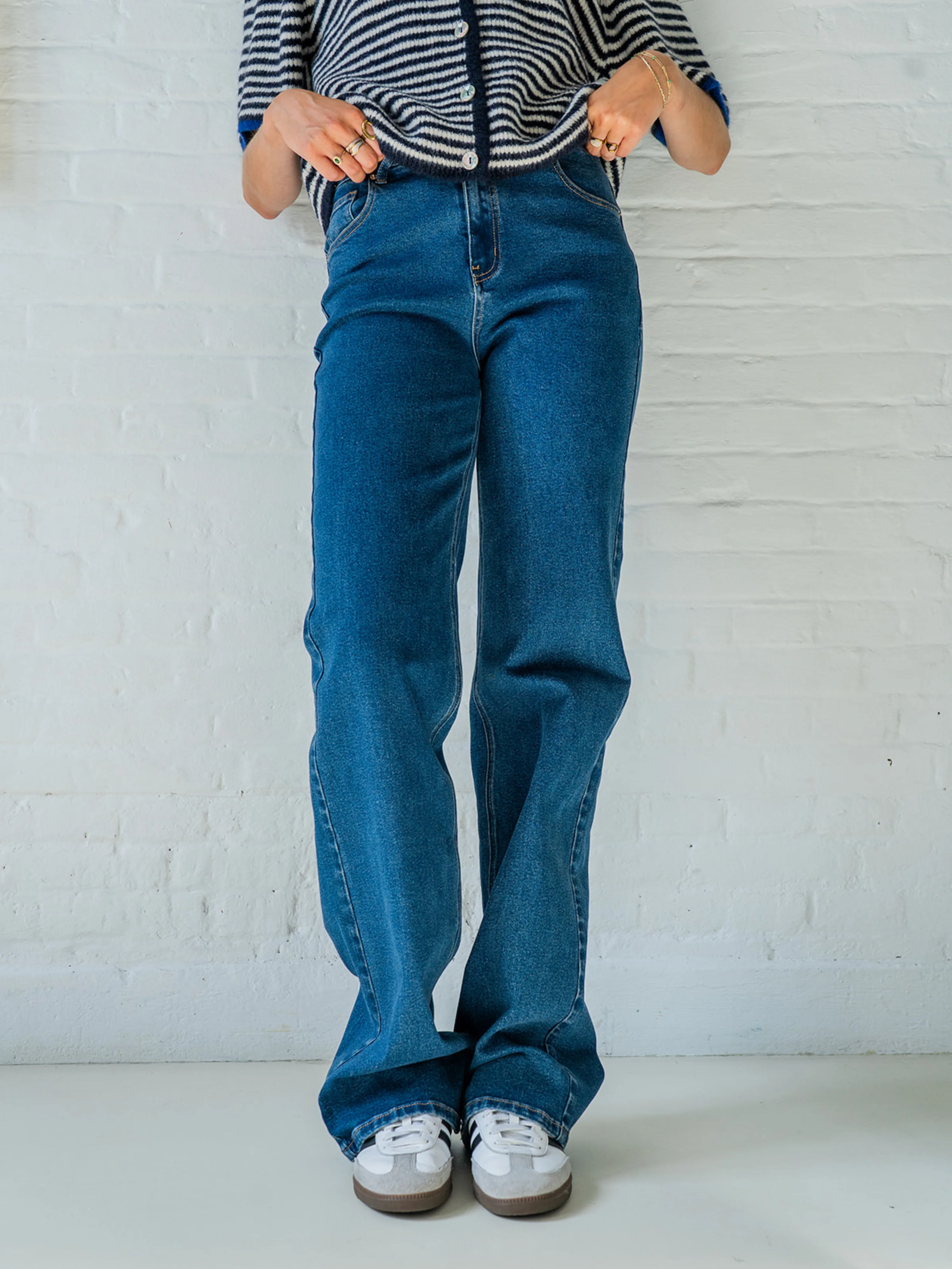 Maddy Wide Leg Jeans | Dark blue | Stretch | Tall - Image 7