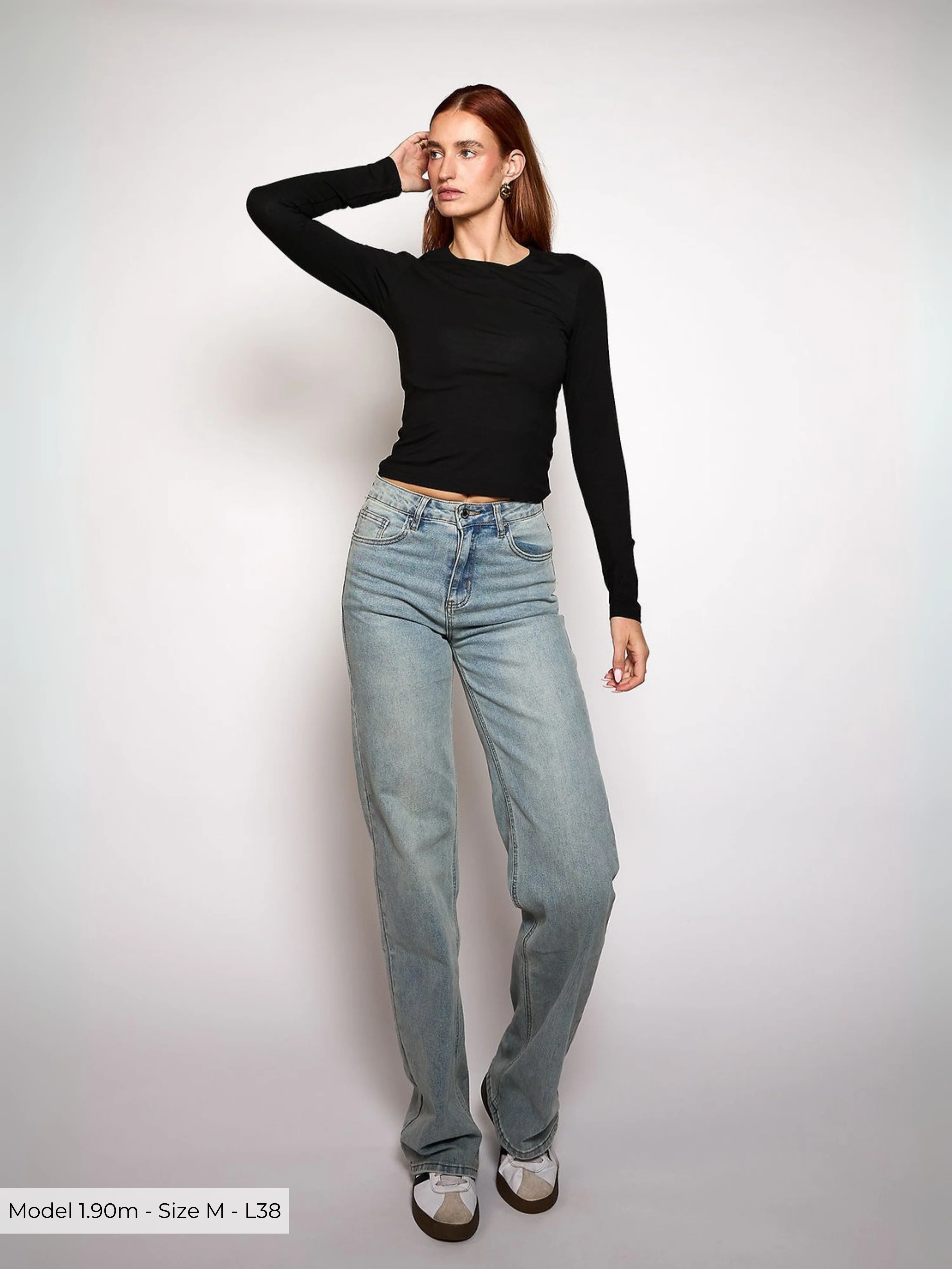 Maddy Wide Leg Jeans | Washed blue | Stretch | Tall - Image 7