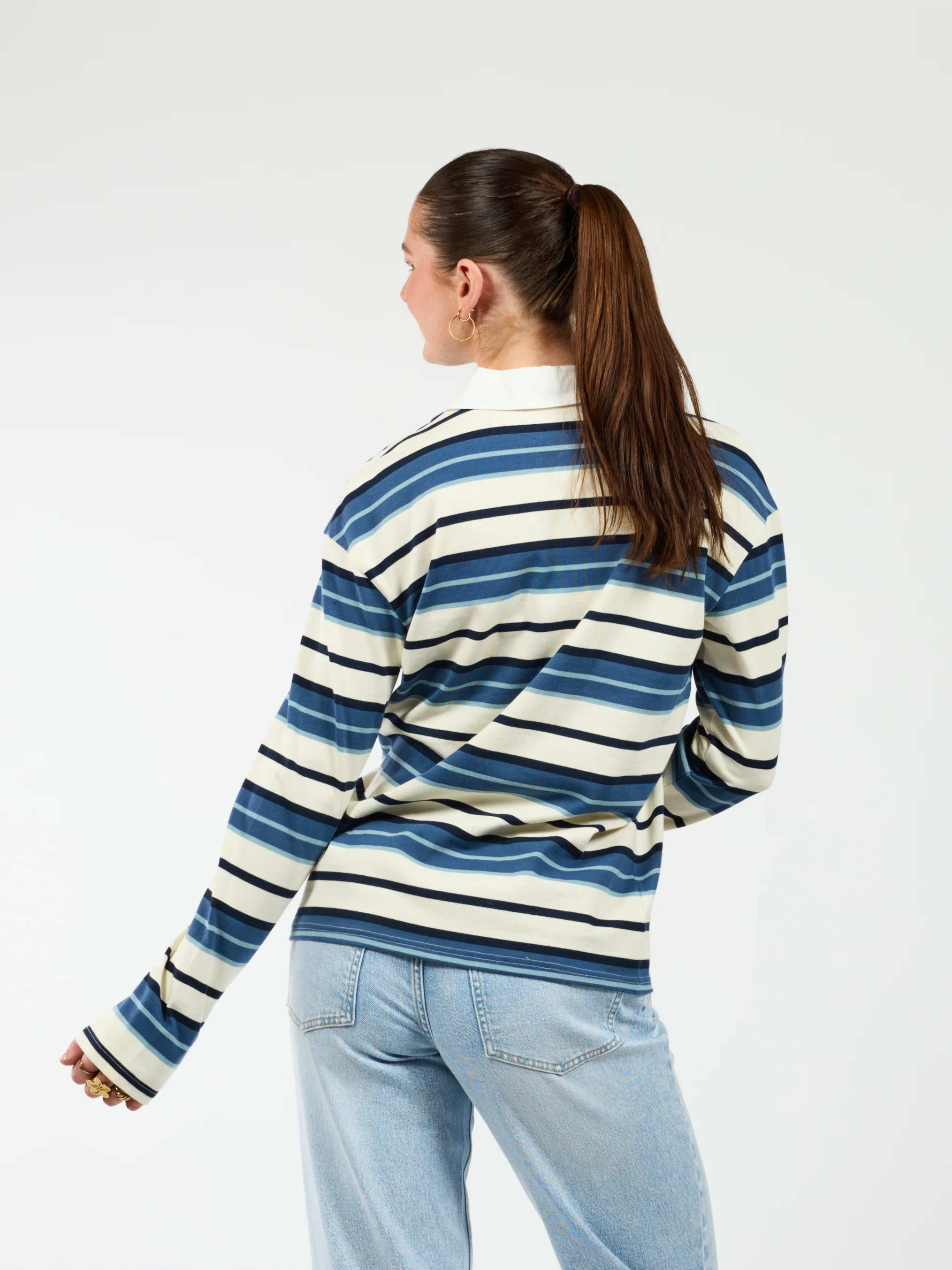 Maya Polo | Gestreept wit blauw | Tall - Image 6