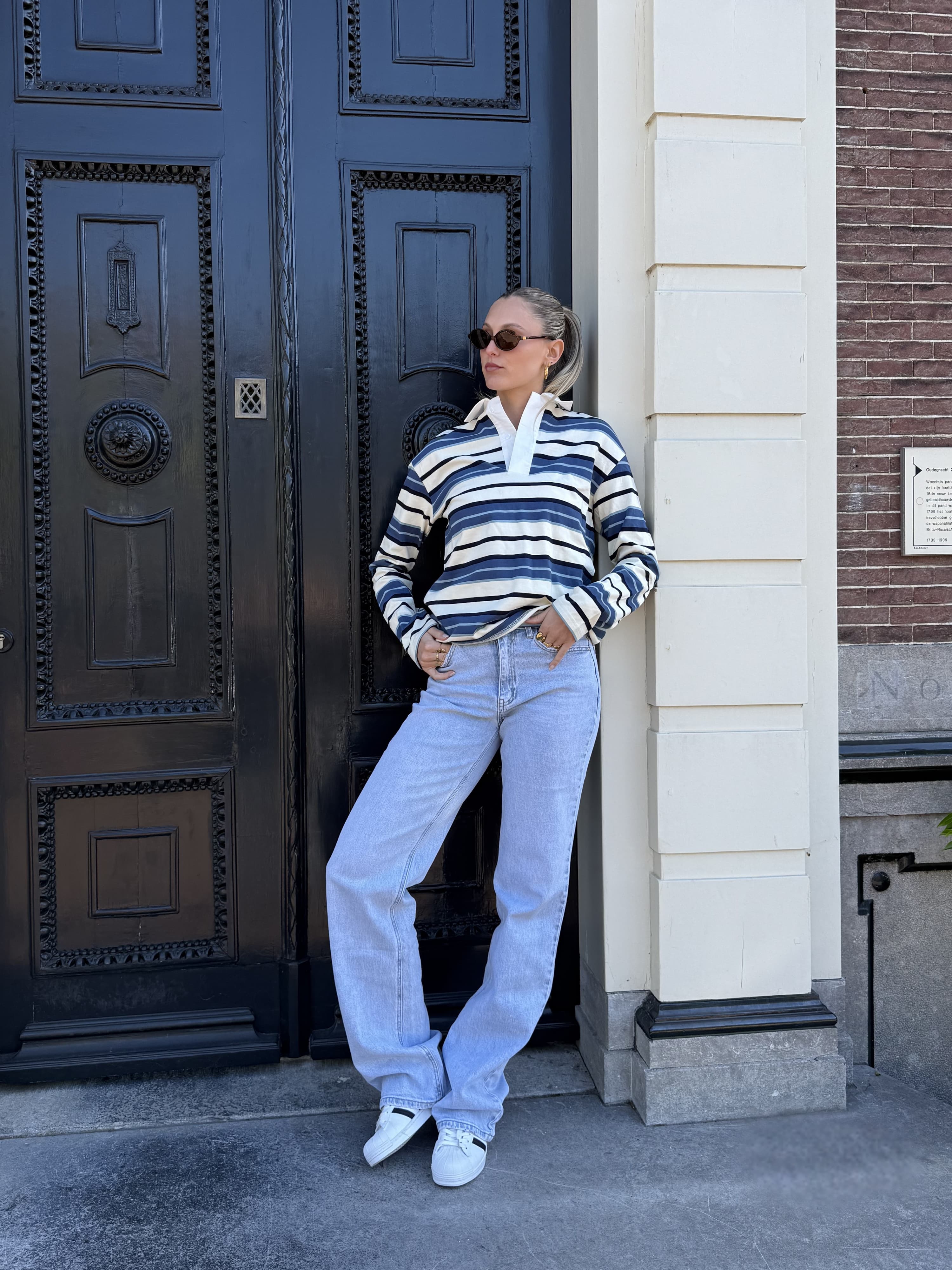 Maya Polo | Gestreept wit blauw | Tall - Image 8