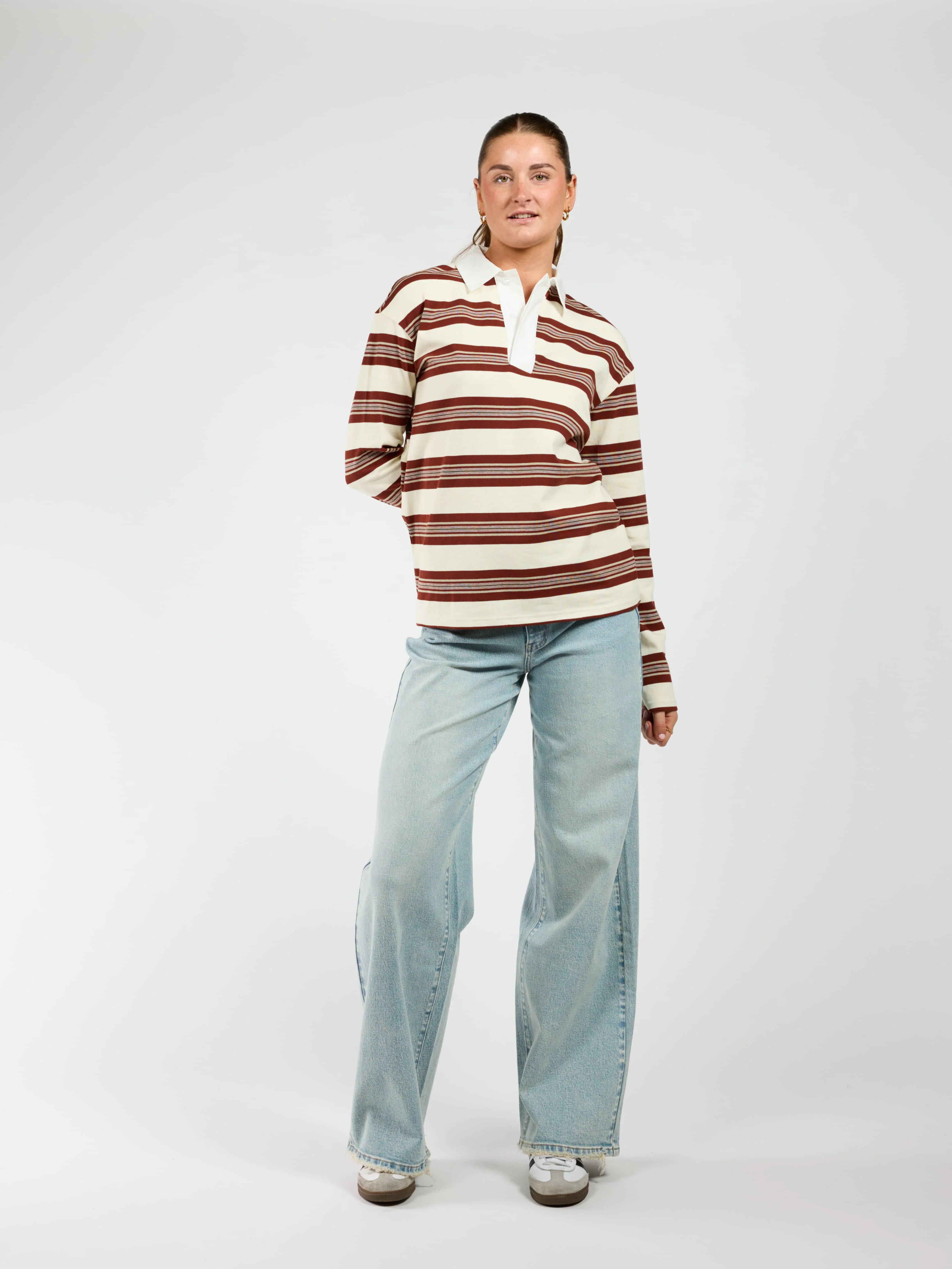 Maya Polo | Gestreept wit bordeaux | Tall - Image 5