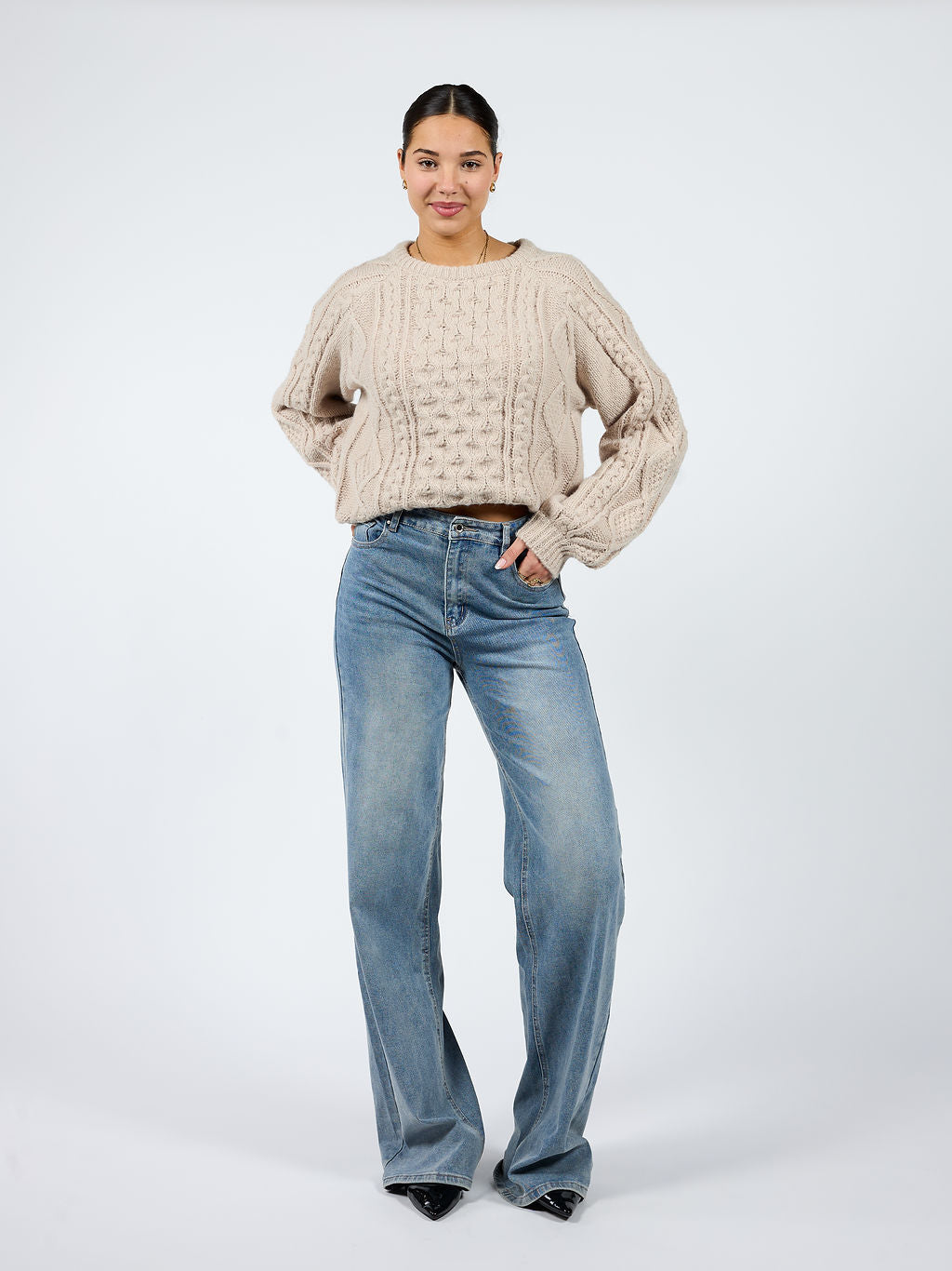 Mira Cable Knit | Beige | Tall - Image 5