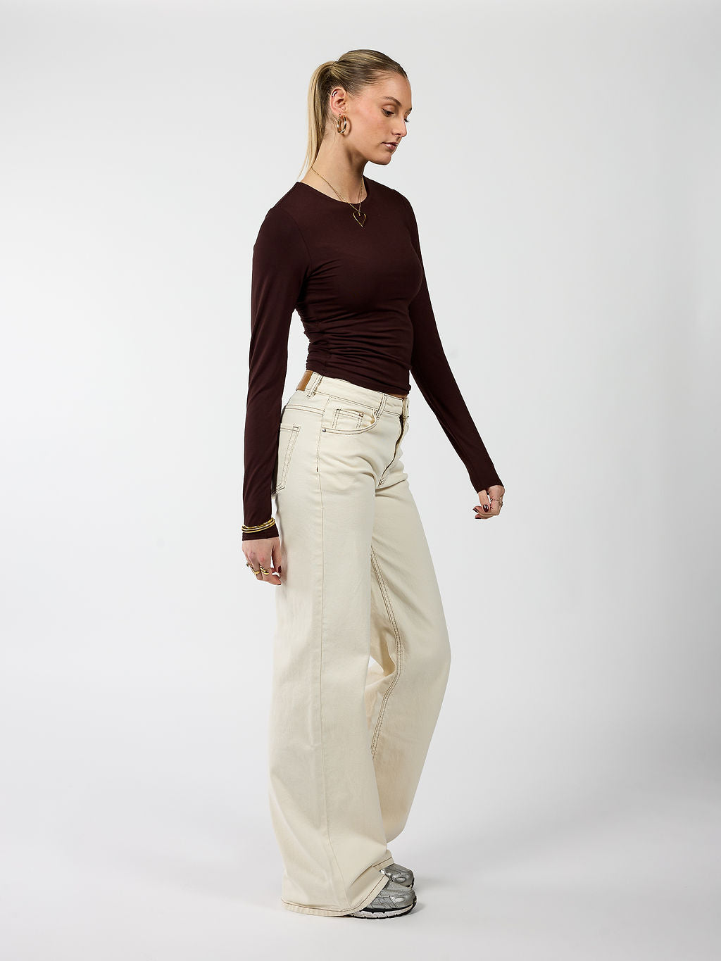Mira | Super Wide Leg Jeans | Cream | Stretch | Tall - Image 4