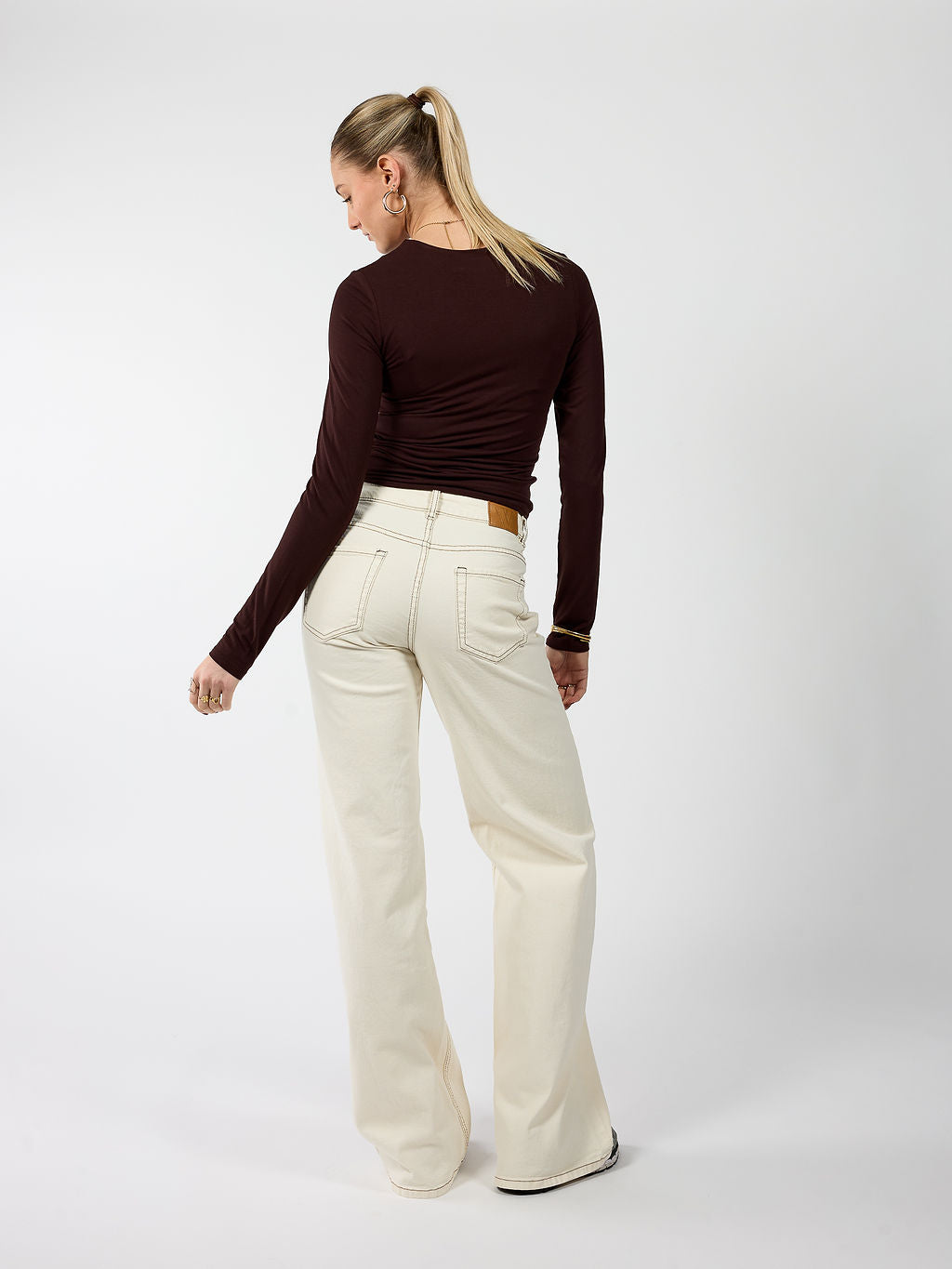 Mira | Super Wide Leg Jeans | Cream | Stretch | Tall - Image 5