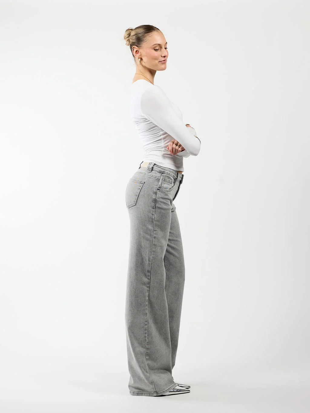 Mira | Super Wide Leg Jeans | Grijs | Stretch | Tall - Image 4