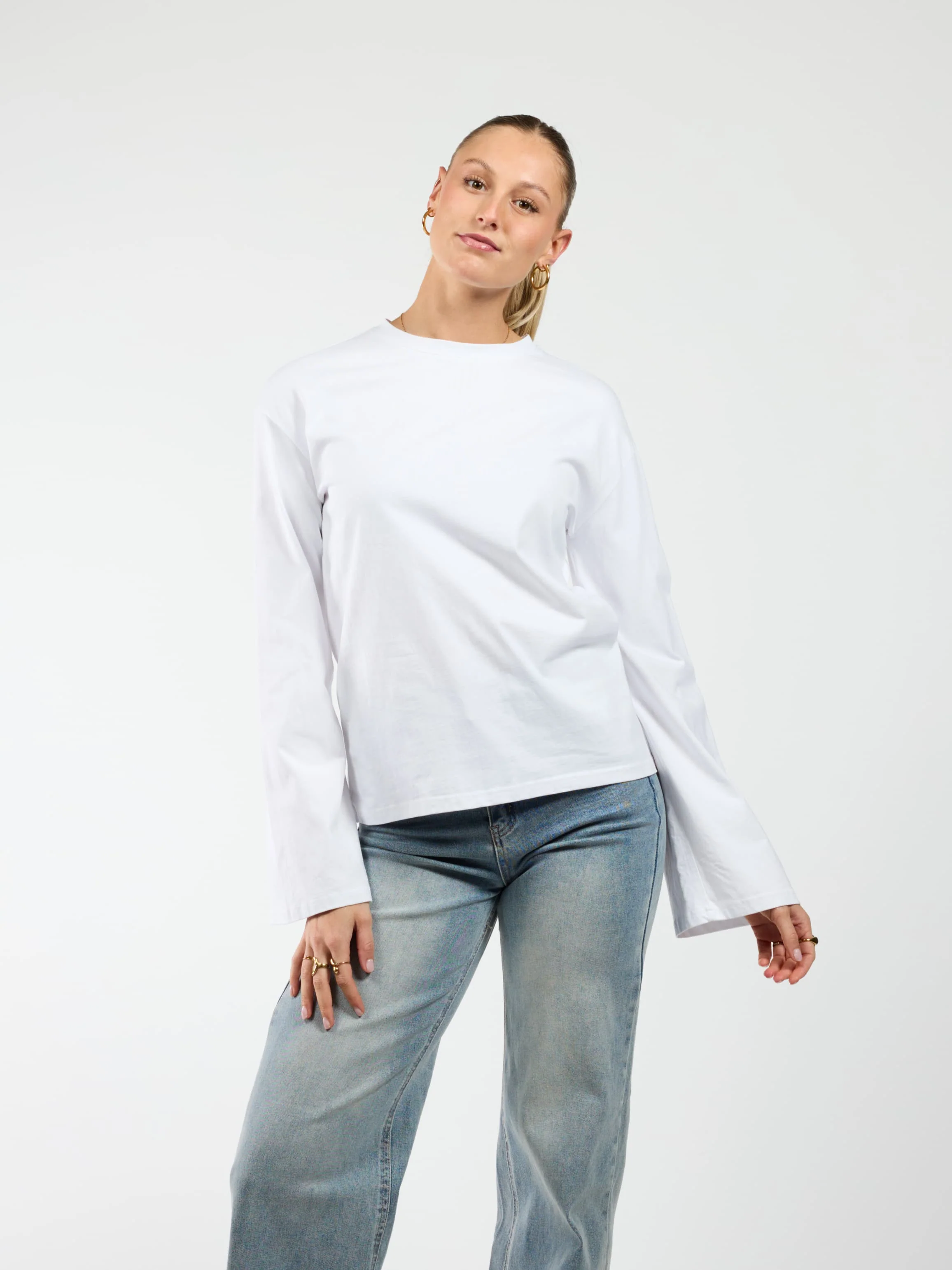 Nine Tee | wijd uitlopende mouw | Tall | Wit - Image 3