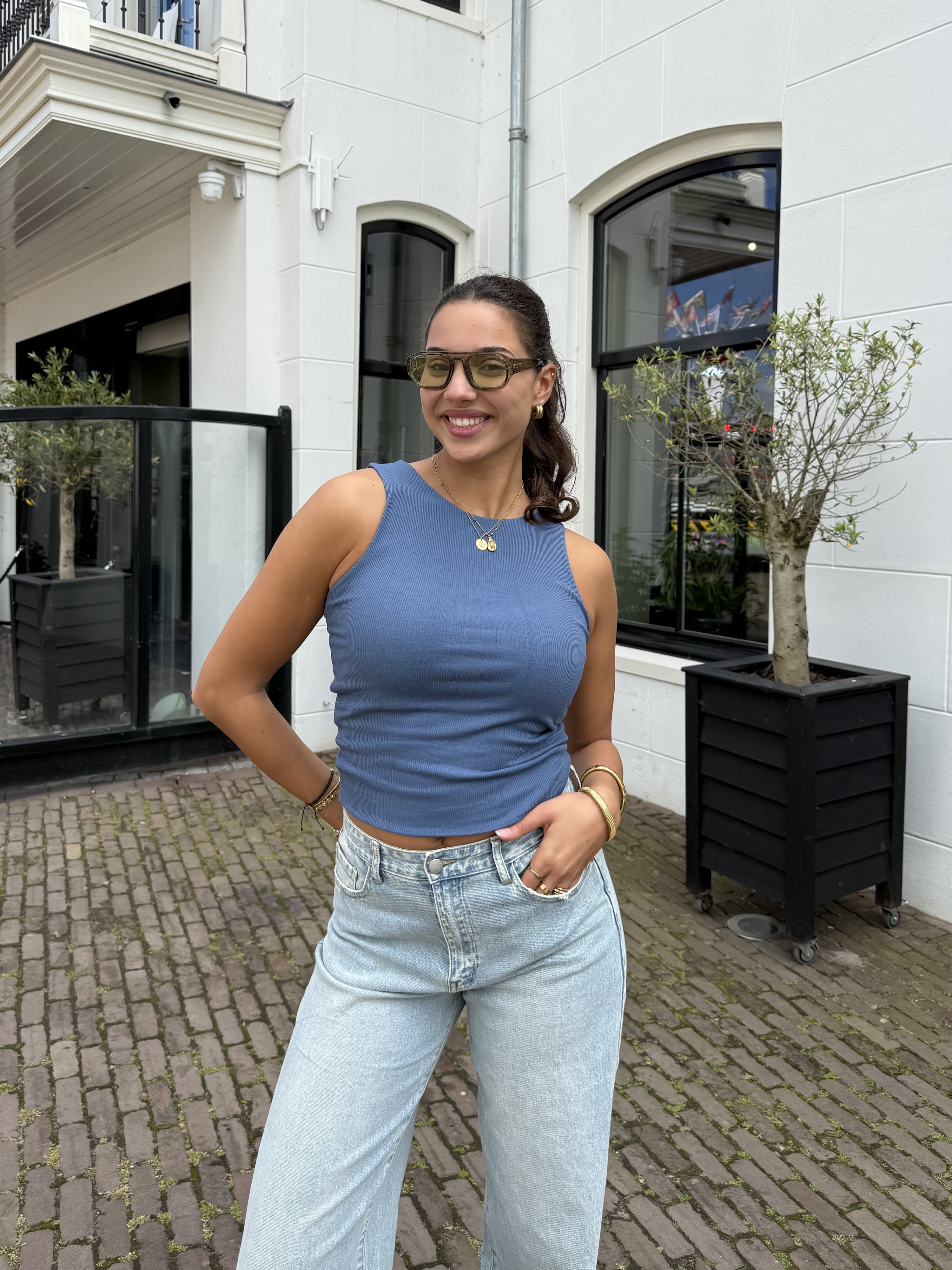 Noa Basic Tank Top | Blue | Tall - Image 2