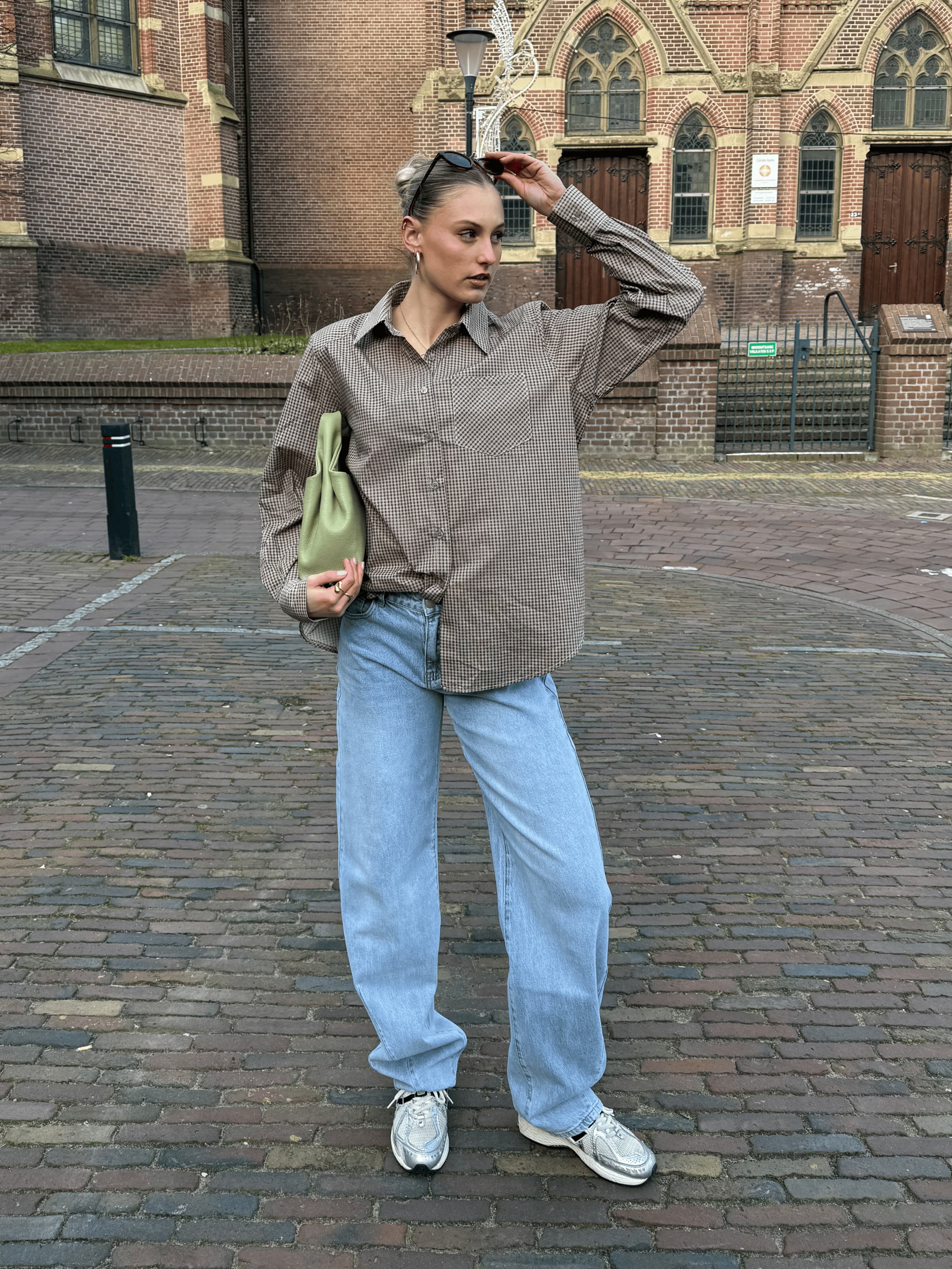 Noah blouse | Bruin geruit | Tall - Image 2
