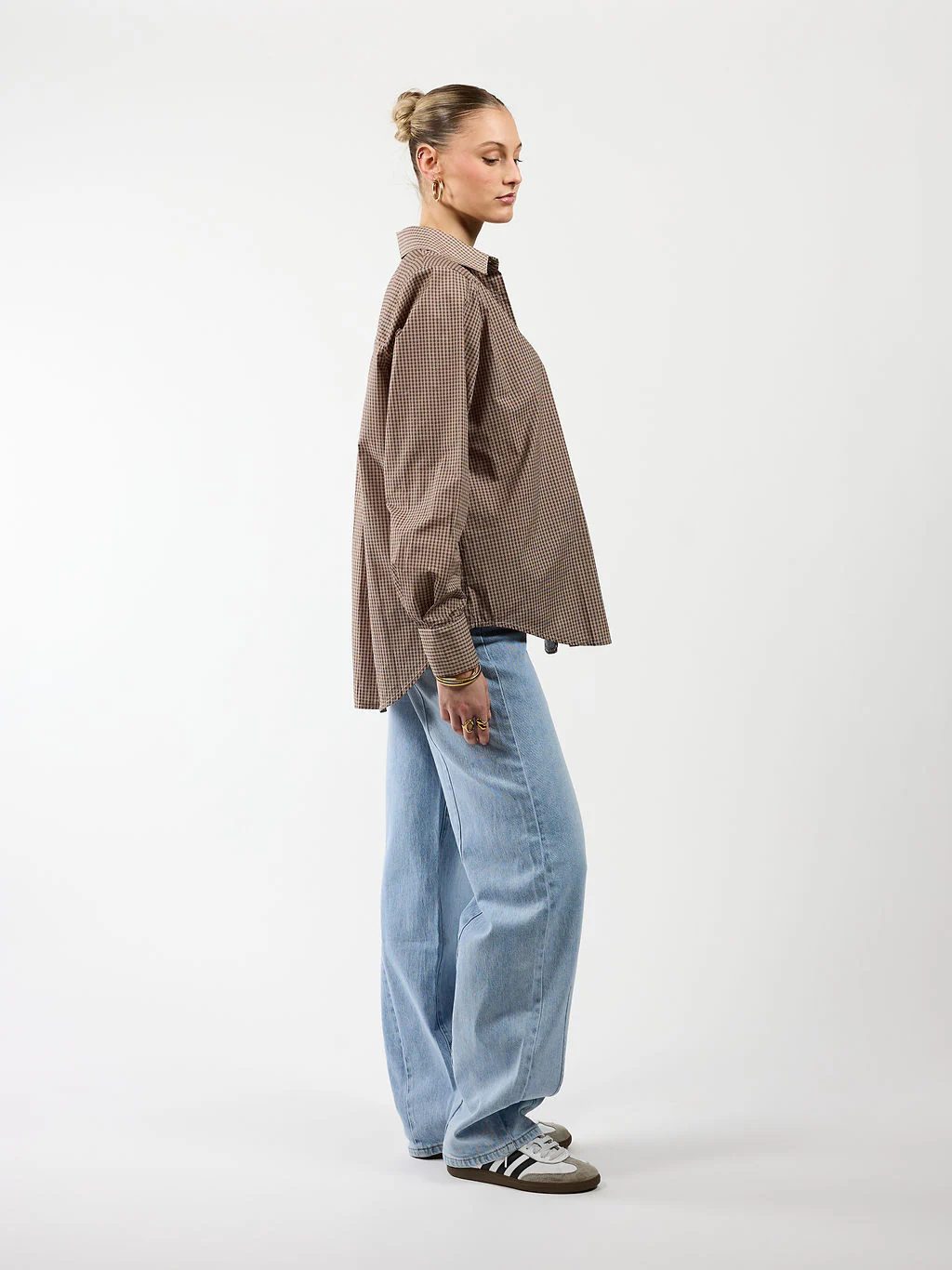 Noah blouse | Bruin geruit | Tall - Image 5