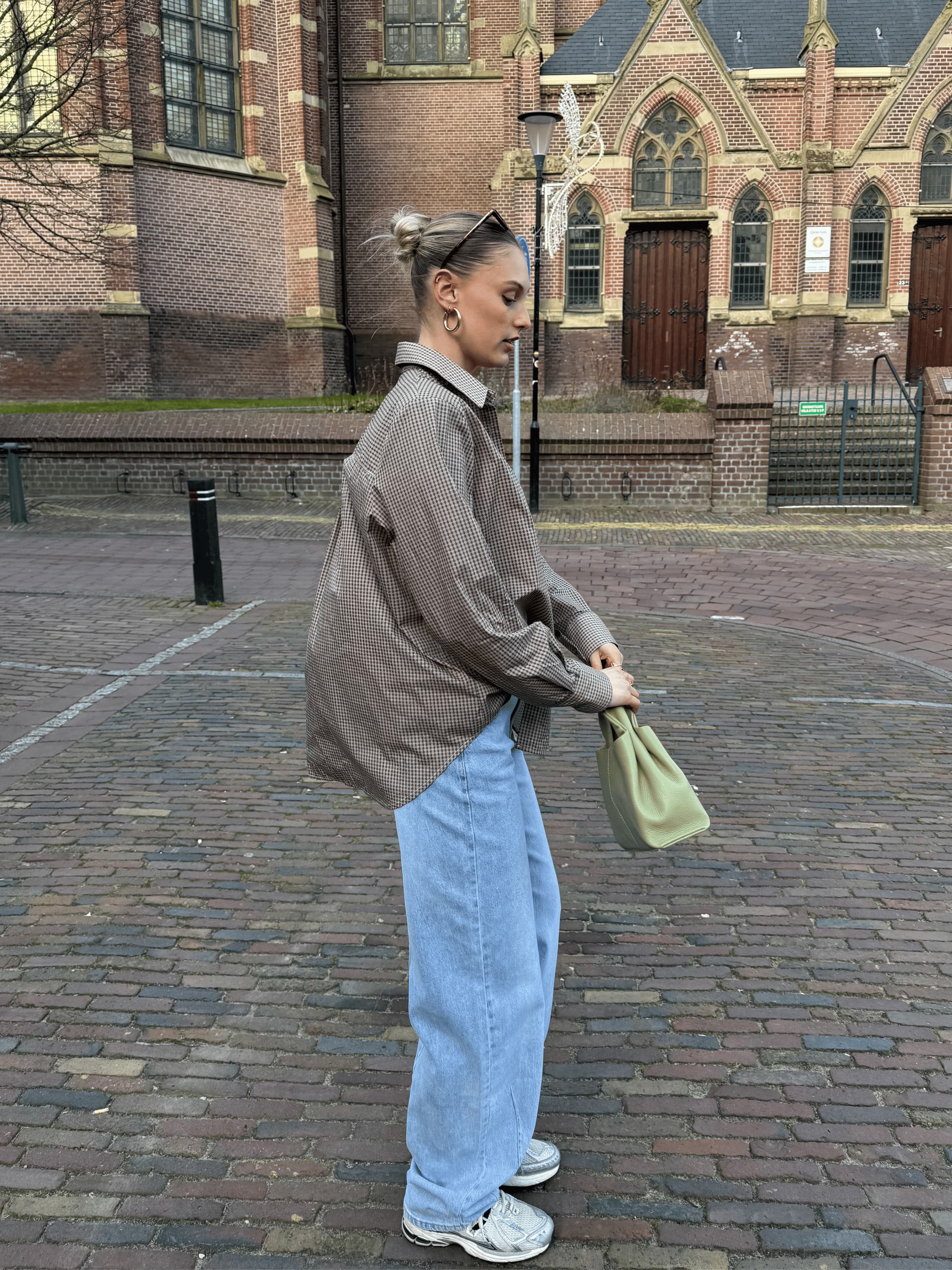 Noah blouse | Bruin geruit | Tall - Image 7