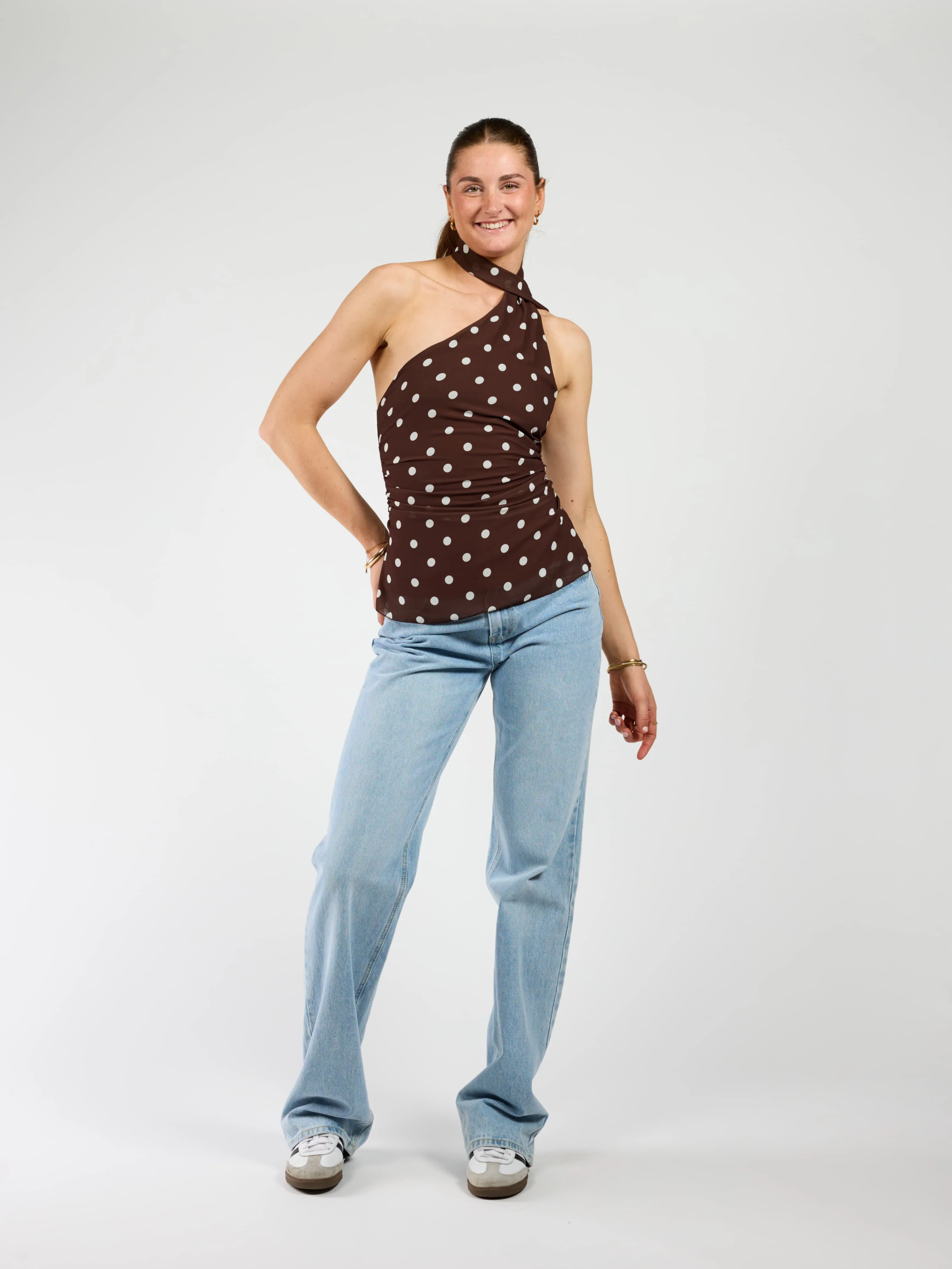 Poppy Polkadot top | Bruin wit | Tall - Image 3