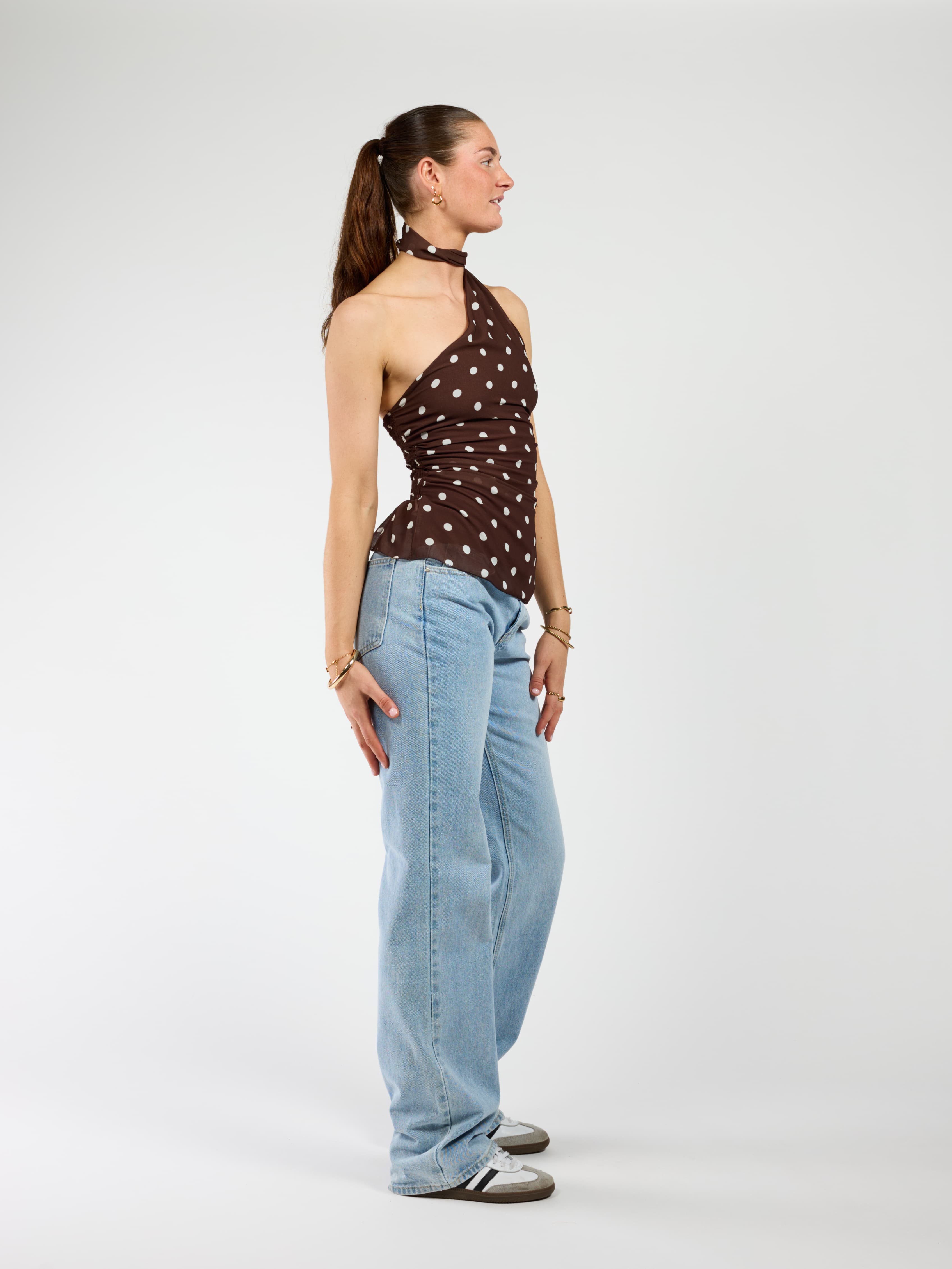 Poppy Polkadot top | Bruin wit | Tall - Image 6