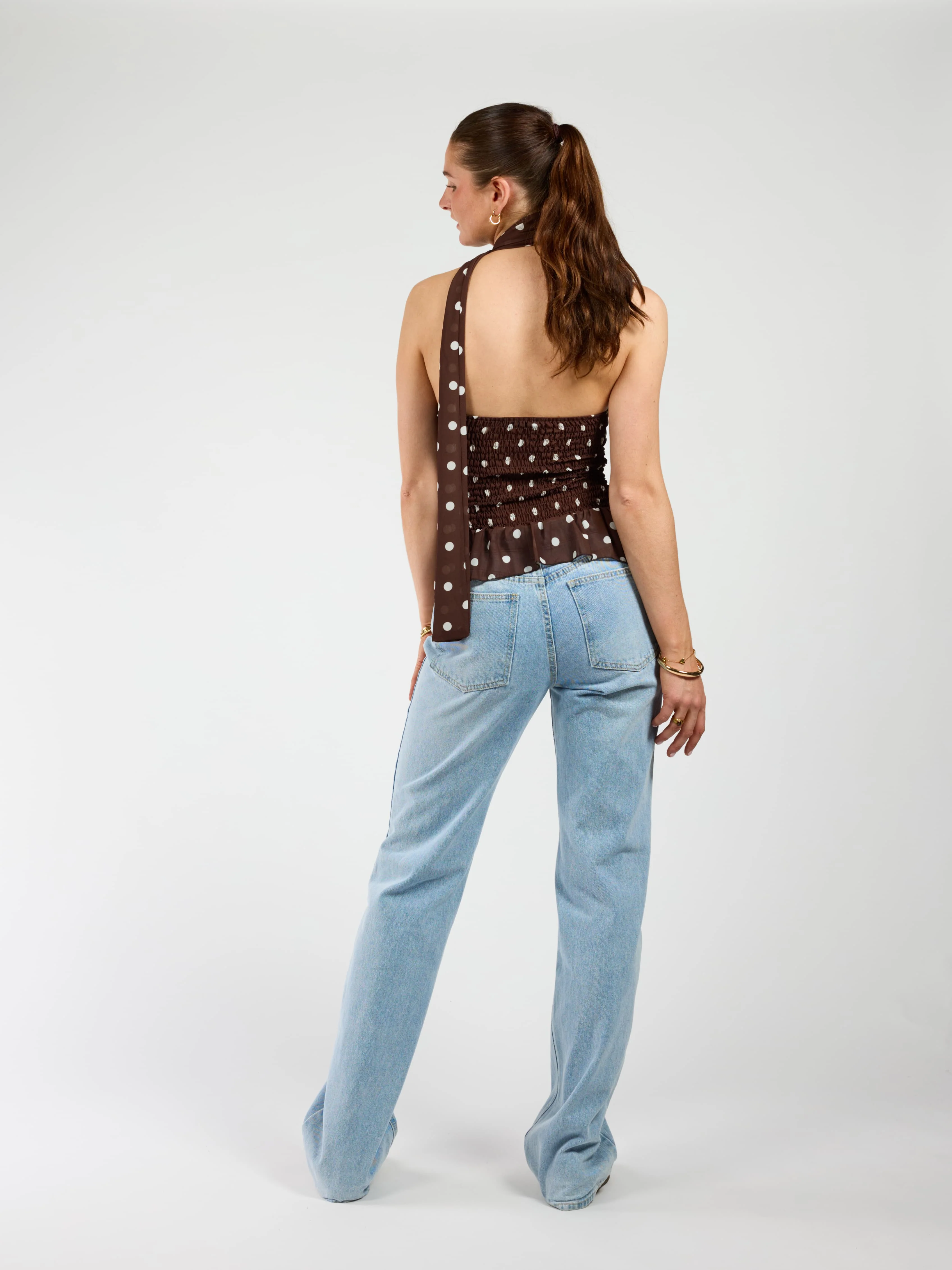 Poppy Polkadot top | Bruin wit | Tall - Image 7