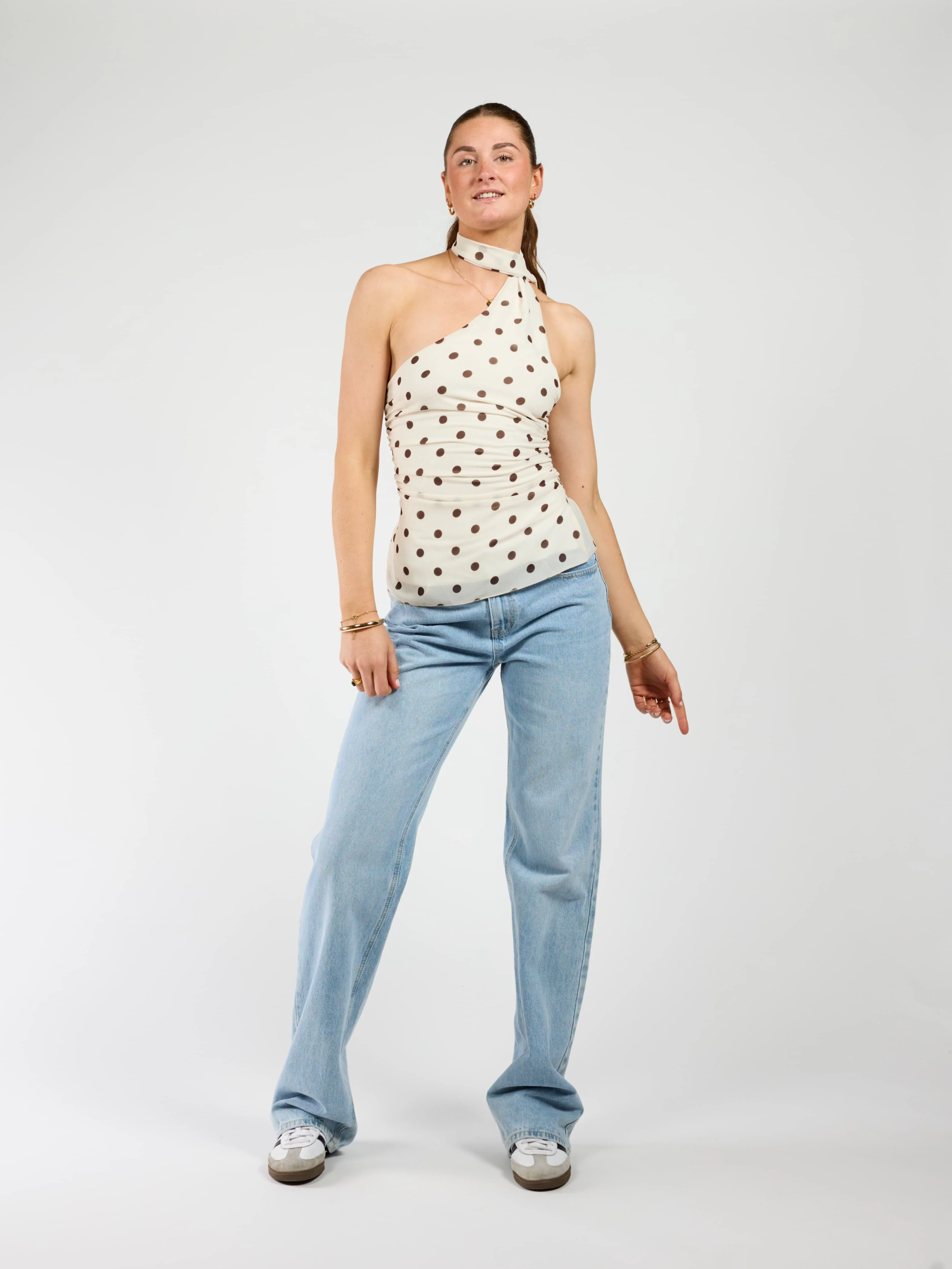 Poppy Polkadot top | Cream bruin | Tall - Image 4