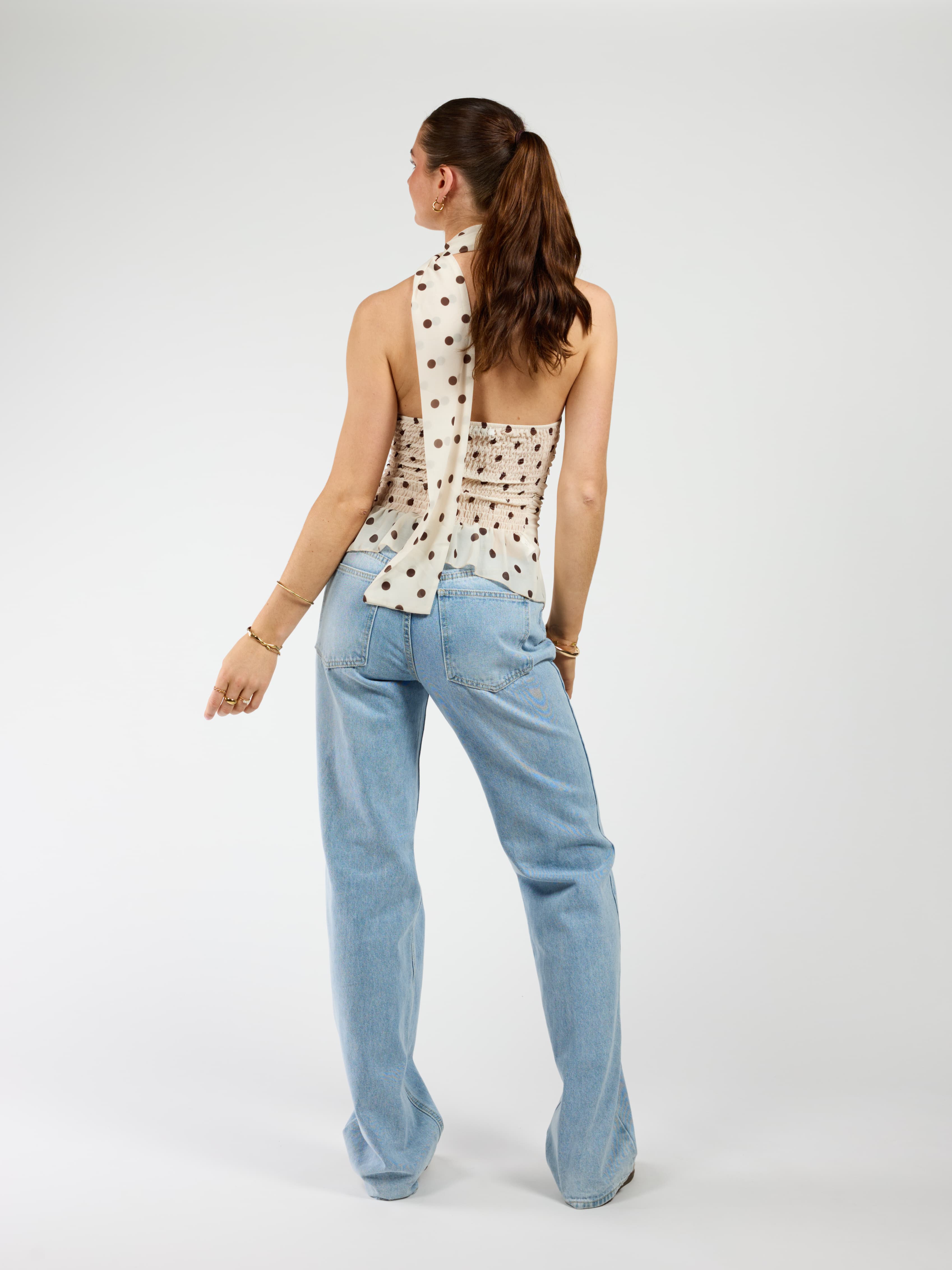 Poppy Polkadot top | Cream bruin | Tall - Image 6