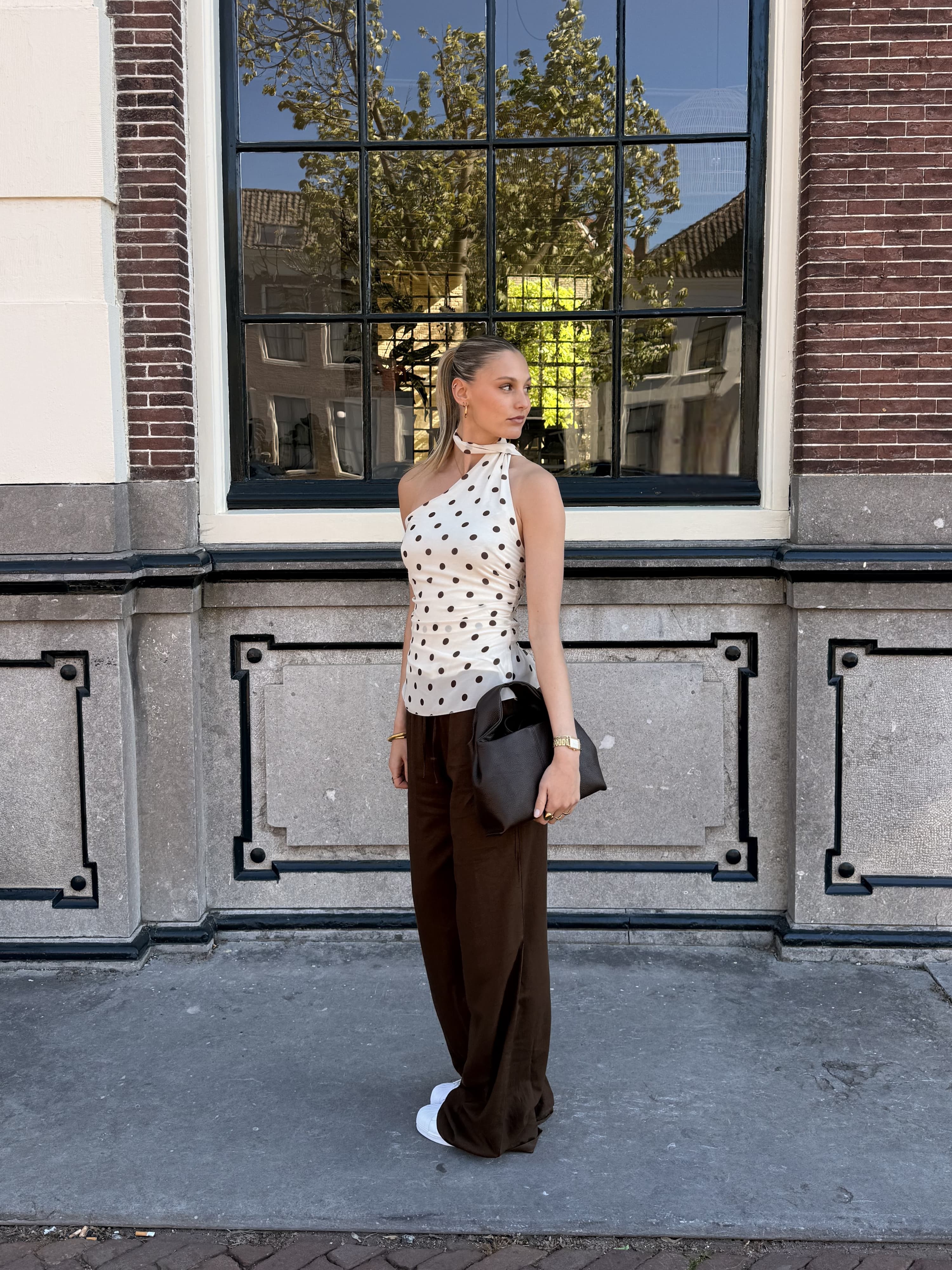 Poppy Polkadot top | Cream bruin | Tall - Image 7