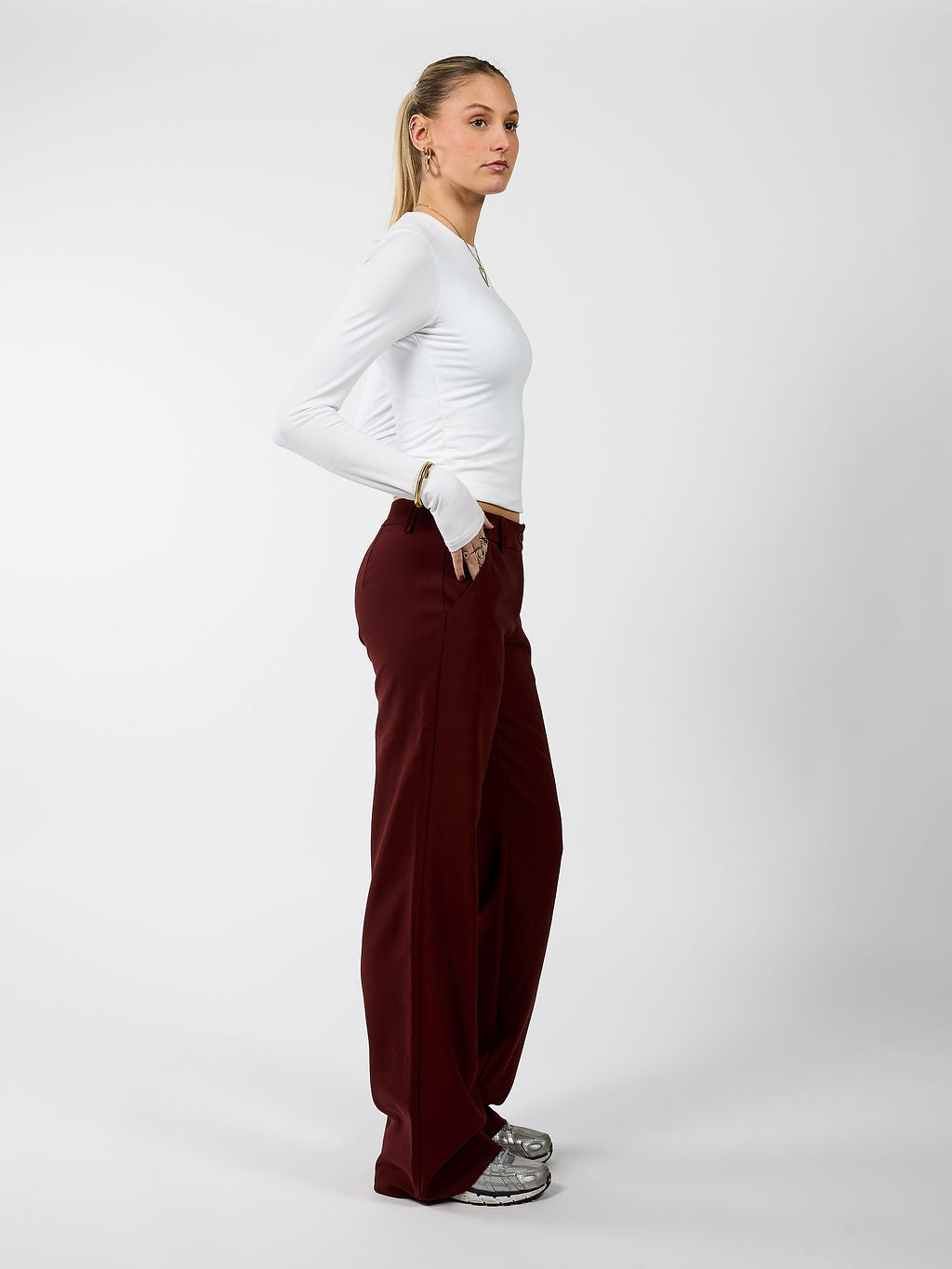 Romi Pantalon | Mid-waist | Bordeaux | Tall - Image 5