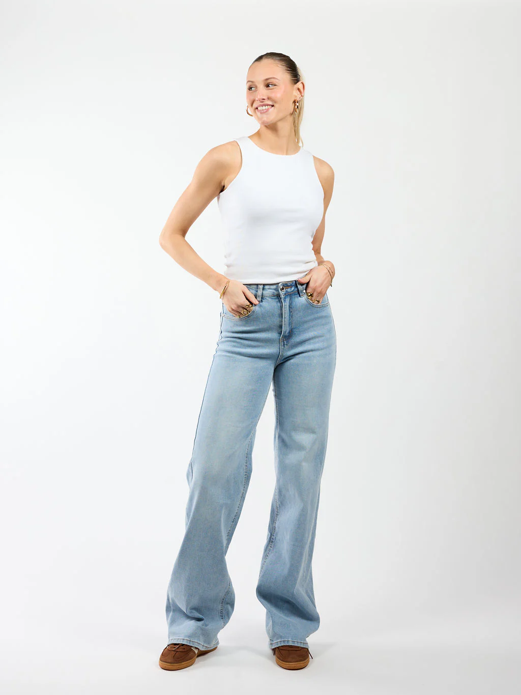 Sassy | Super Wide Leg Jeans | Stretch | Blauw | Tall - Image 3