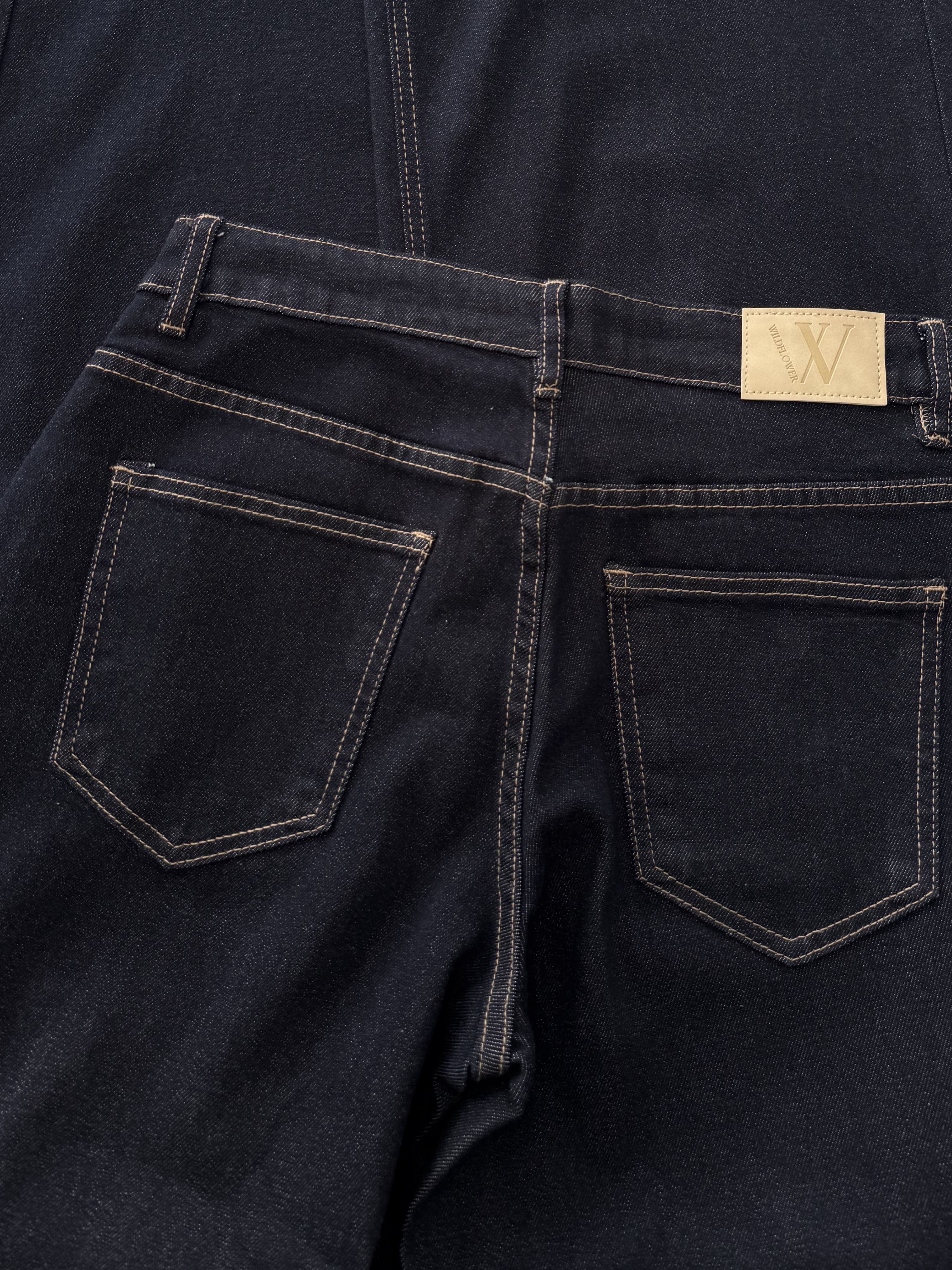 Skye | Mid Waist | Super Wide Leg Jeans | Navy blue | Stretch | Tall - Image 9