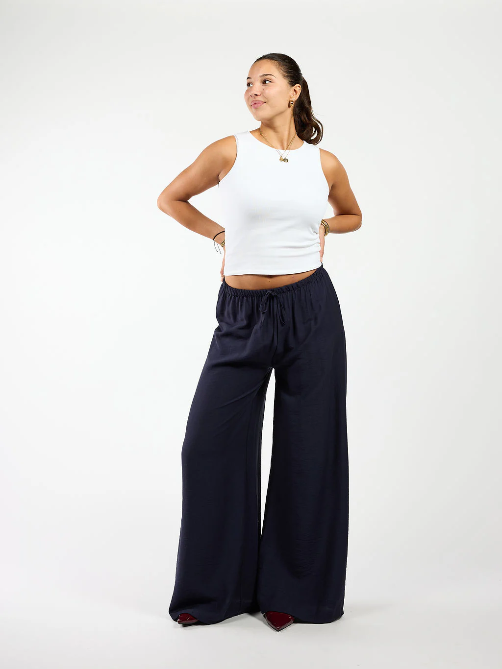 Steph | Wide leg pants | Navy | Tall - Image 4