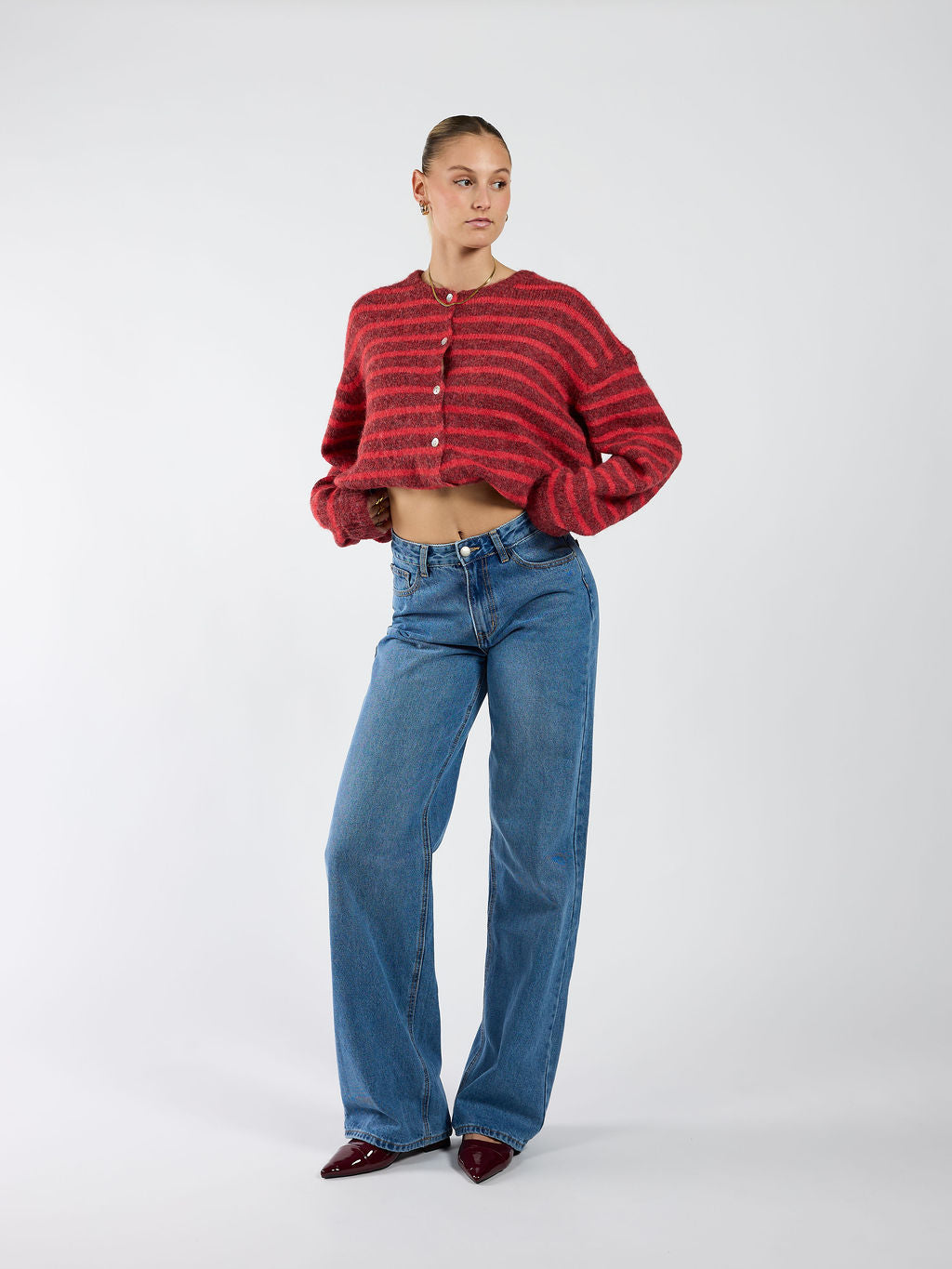 Vive Vest | Rood Bordeaux gestreept | Tall - Image 3