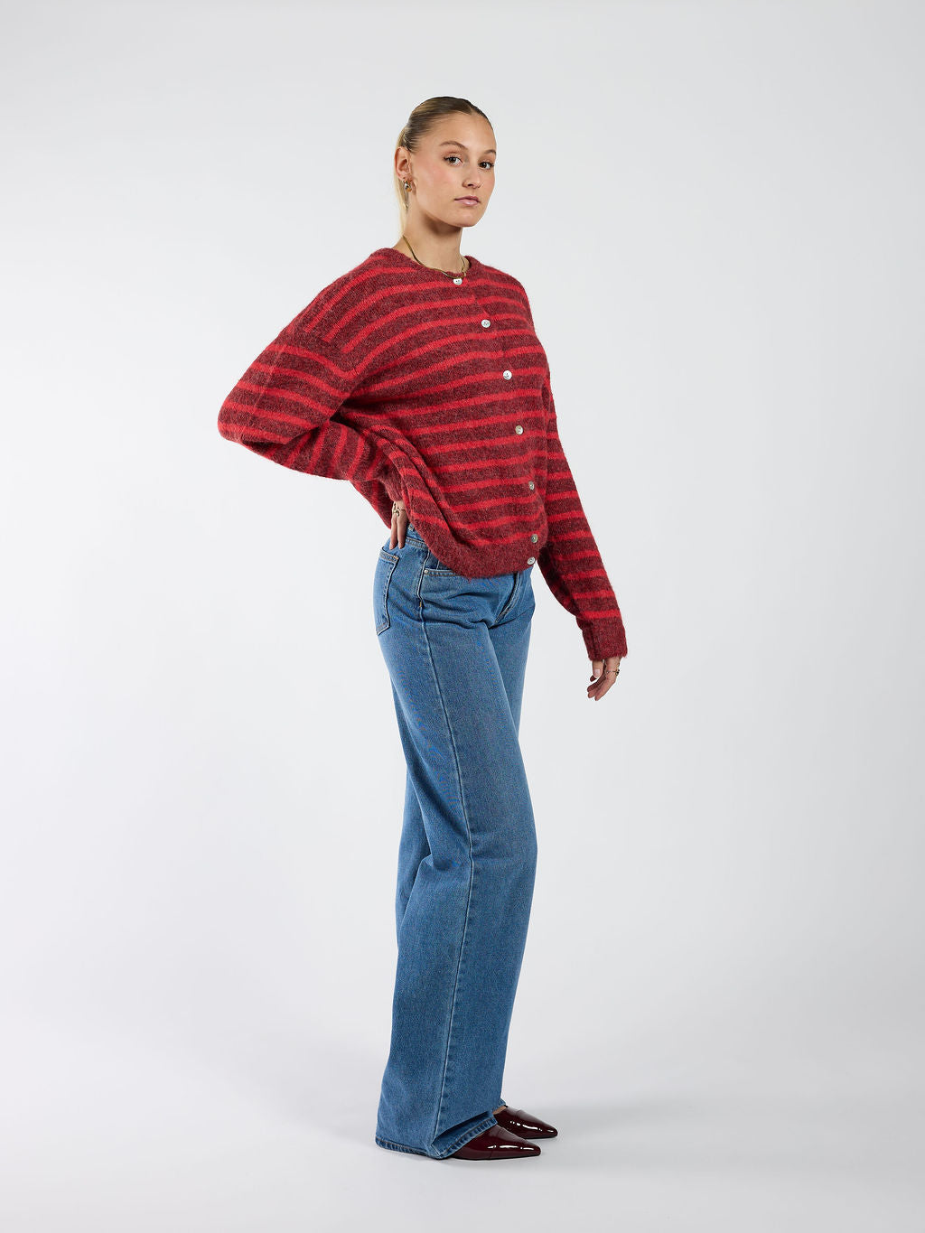 Vive Vest | Rood Bordeaux gestreept | Tall - Image 4