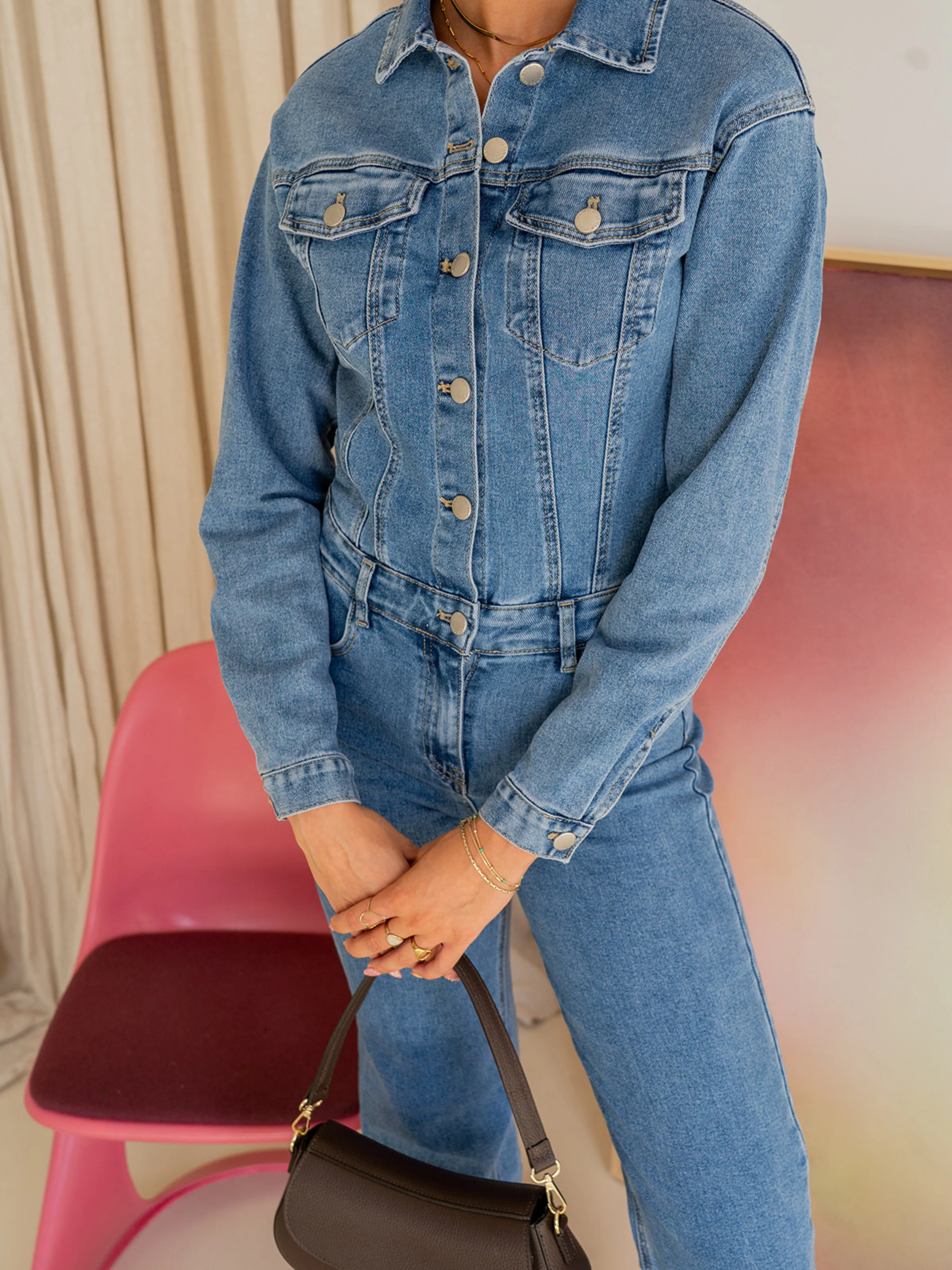 Zoë Denim Jumpsuit | Straight leg | Stretch | Donkerblauw | Tall - Image 8