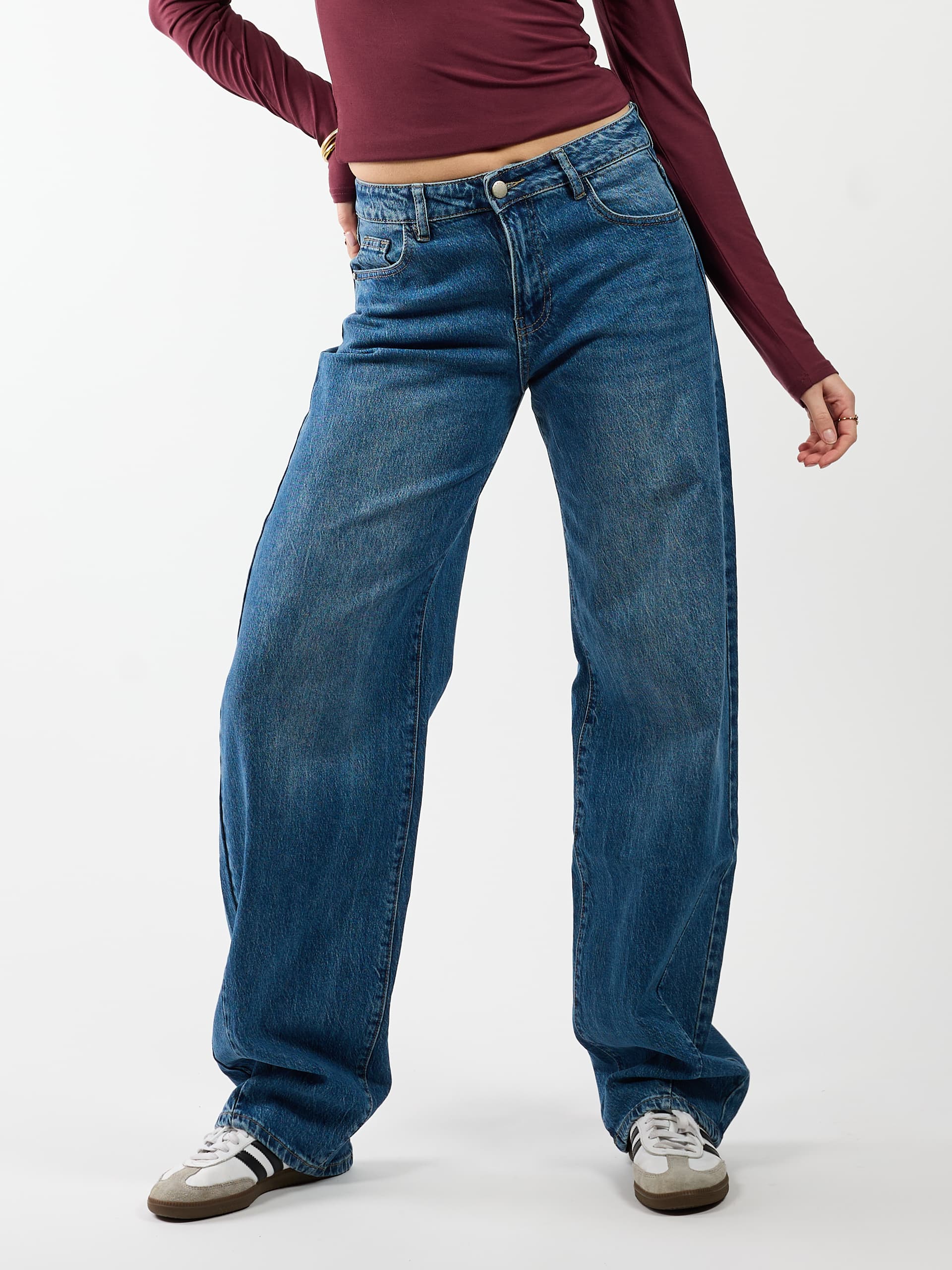 Zoey Barrel Jeans | Mid-waist | Ocean blue | Stretch | Tall