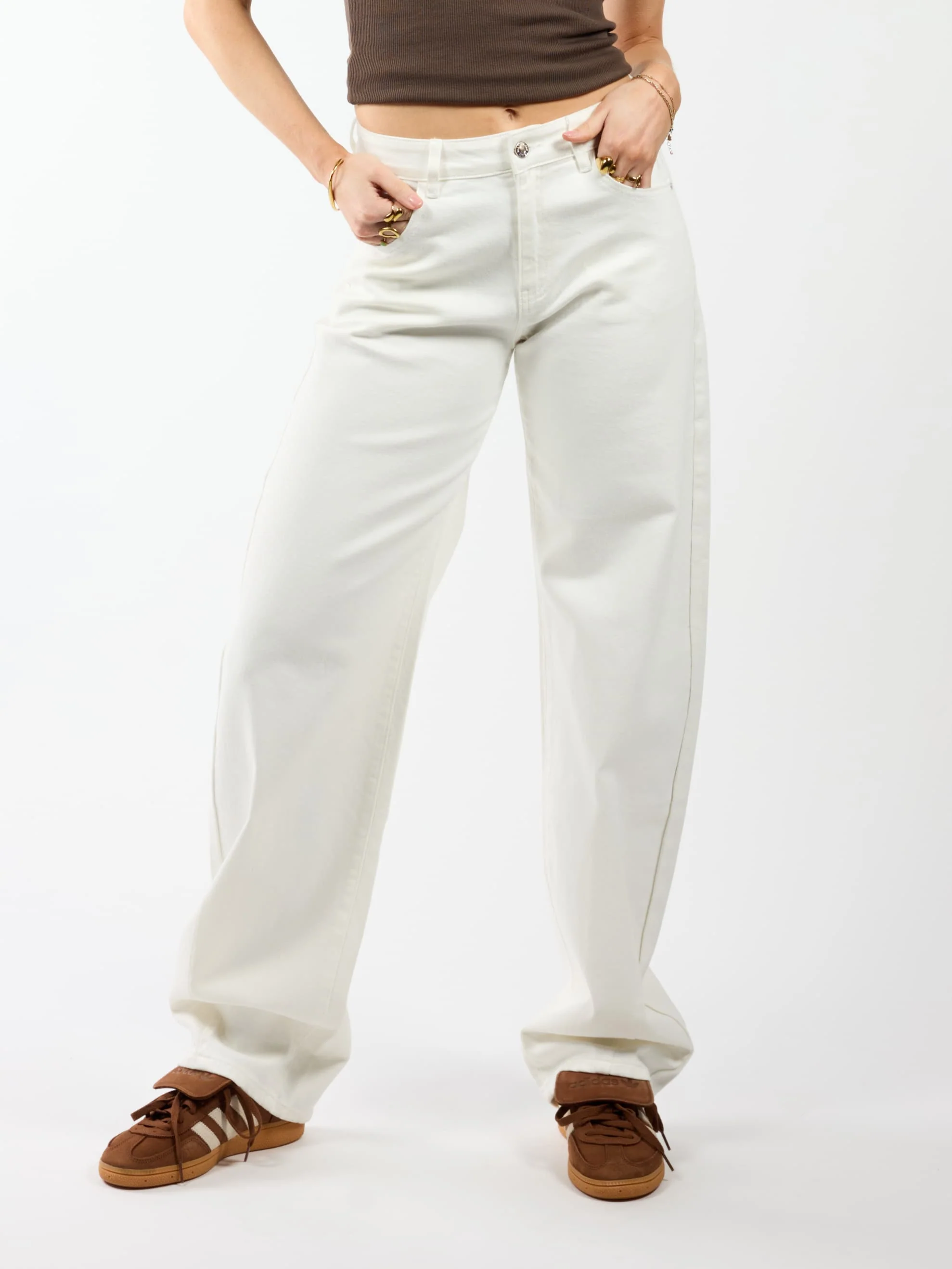Zoey Barrel Jeans | Mid-waist | Wit | Stretch | Tall